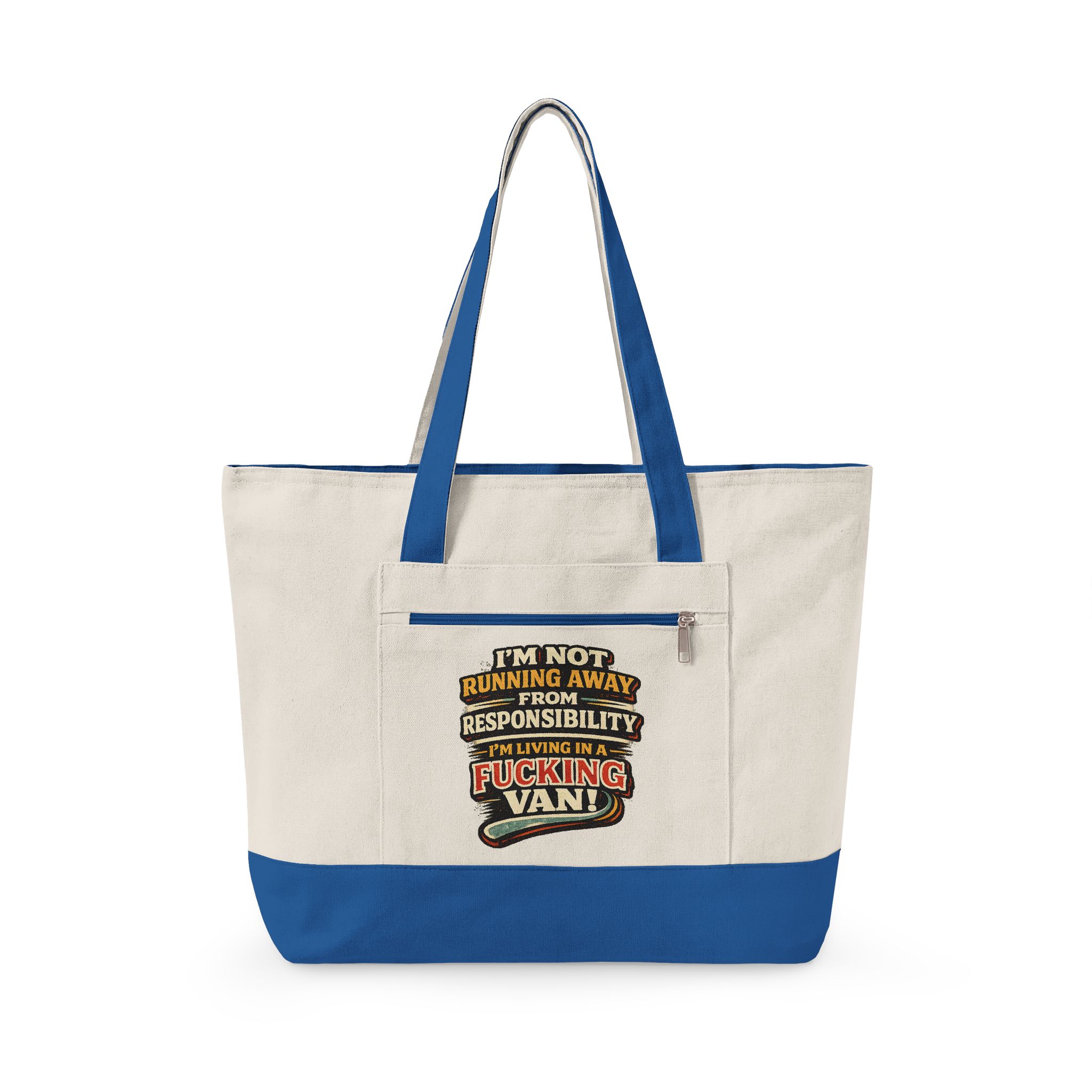 17948971637292893337_2048.jpeg Zippered Canvas Tote — "Im Not Running Away" (Design F**K-Line)