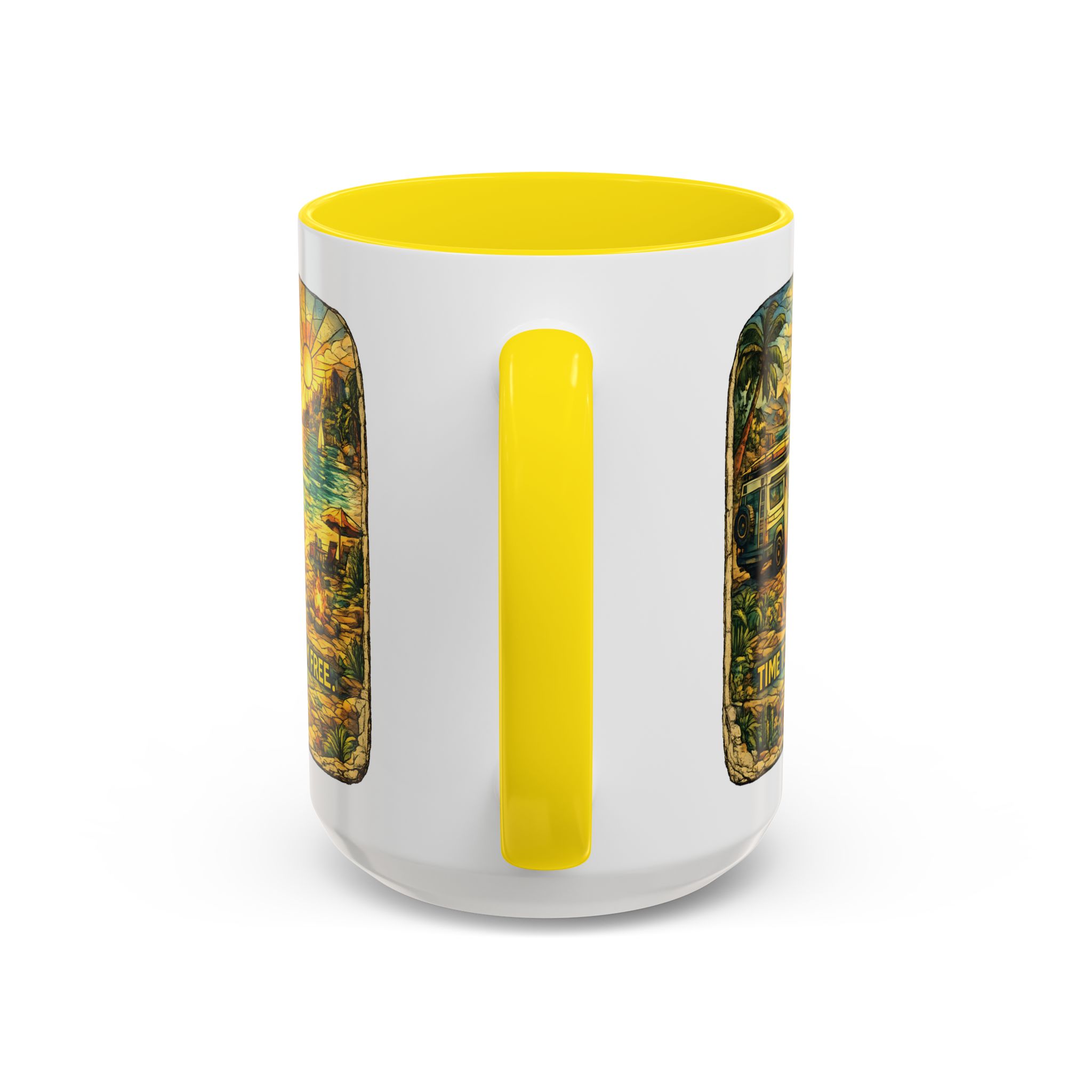 Accent Coffee Mug (11, 15oz) — "Time To Roam Free" Design Cubic-Line