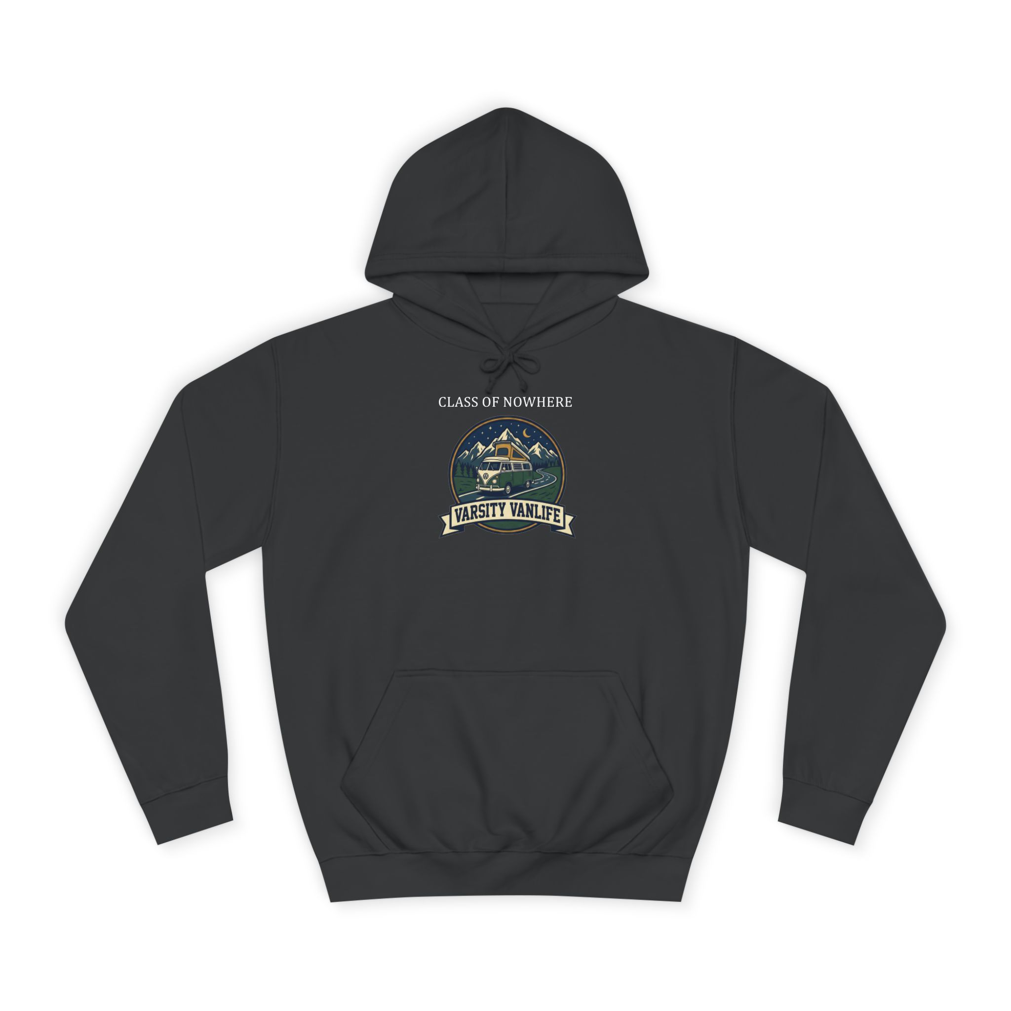 Hoodie — 'Varsity Vanlife-Adventure Academy ' College Road Trip Sweatshirt