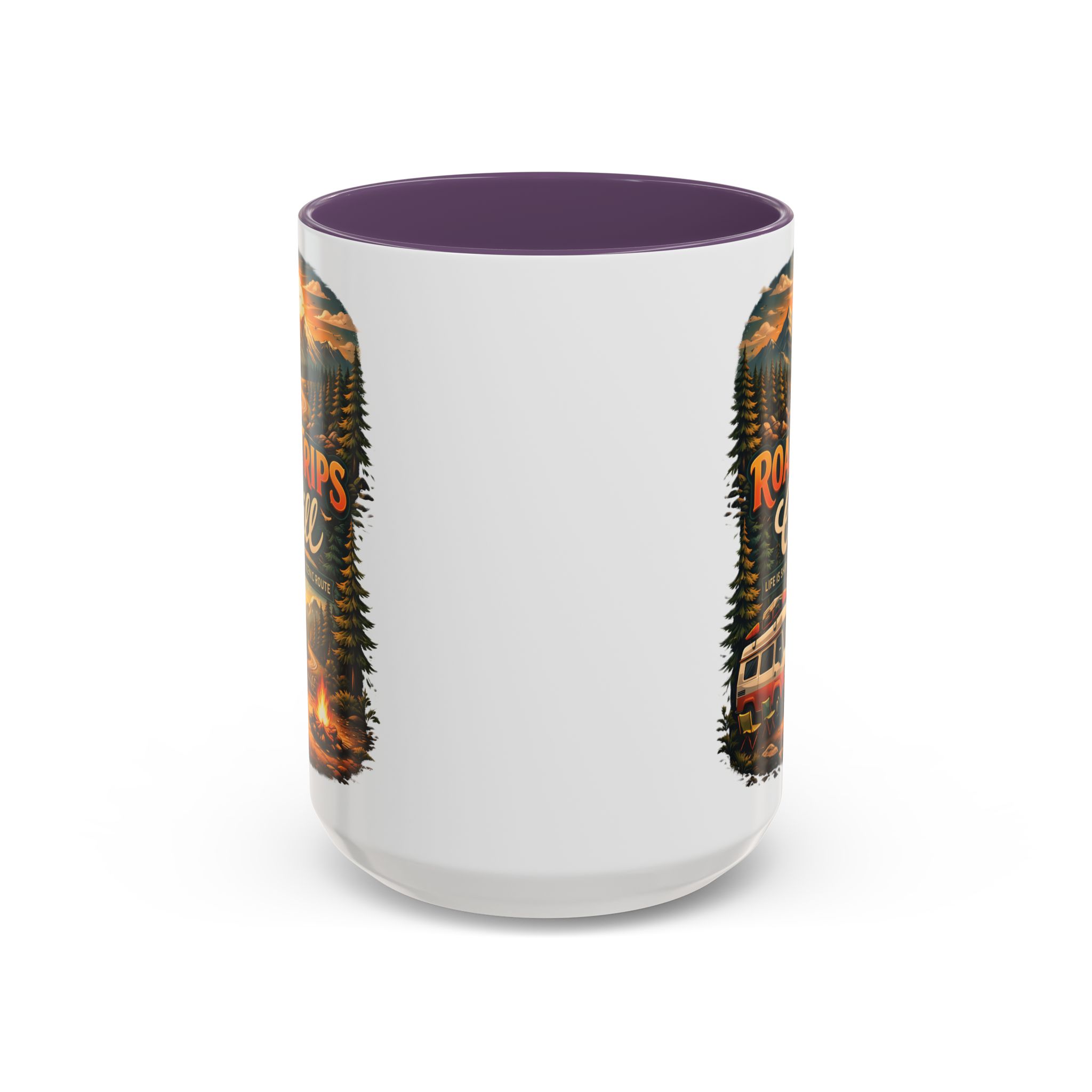 Accent Coffee Mug (11, 15oz) — "Road Trips & Chill" Design Scenic-Line