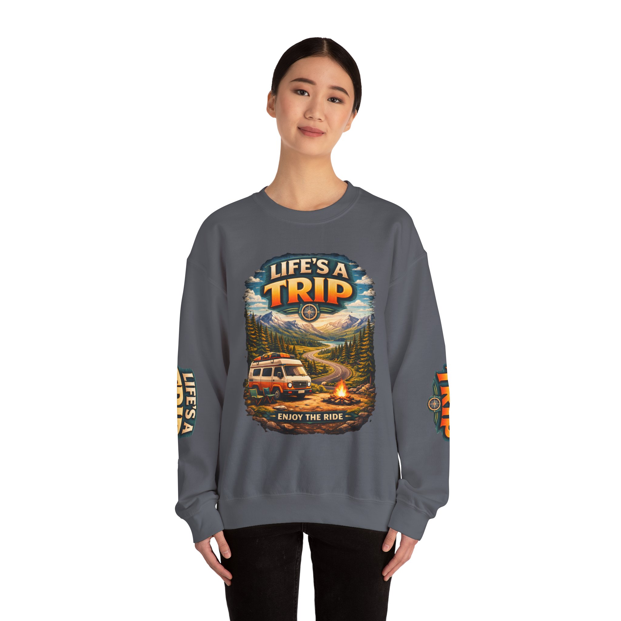 Unisex Heavy Blend™ Crewneck Sweatshirt — "Life s A Trip" Design Scenic-Line