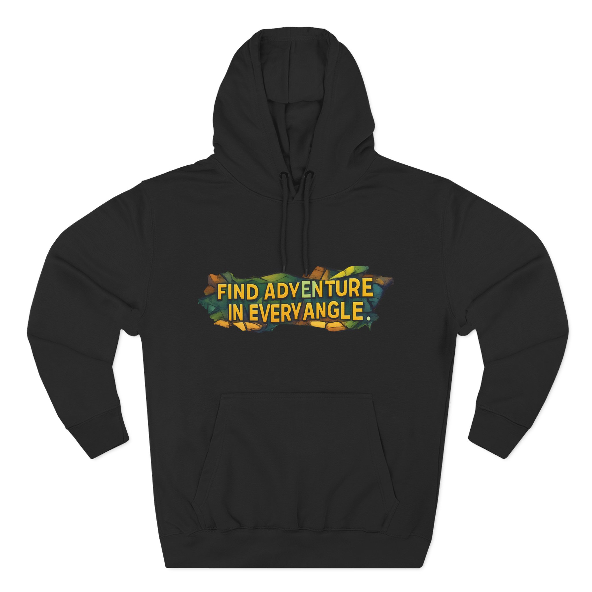 Three-Panel Fleece Hoodie - "Find Adventure In Every Corner" Design Cubic-Line