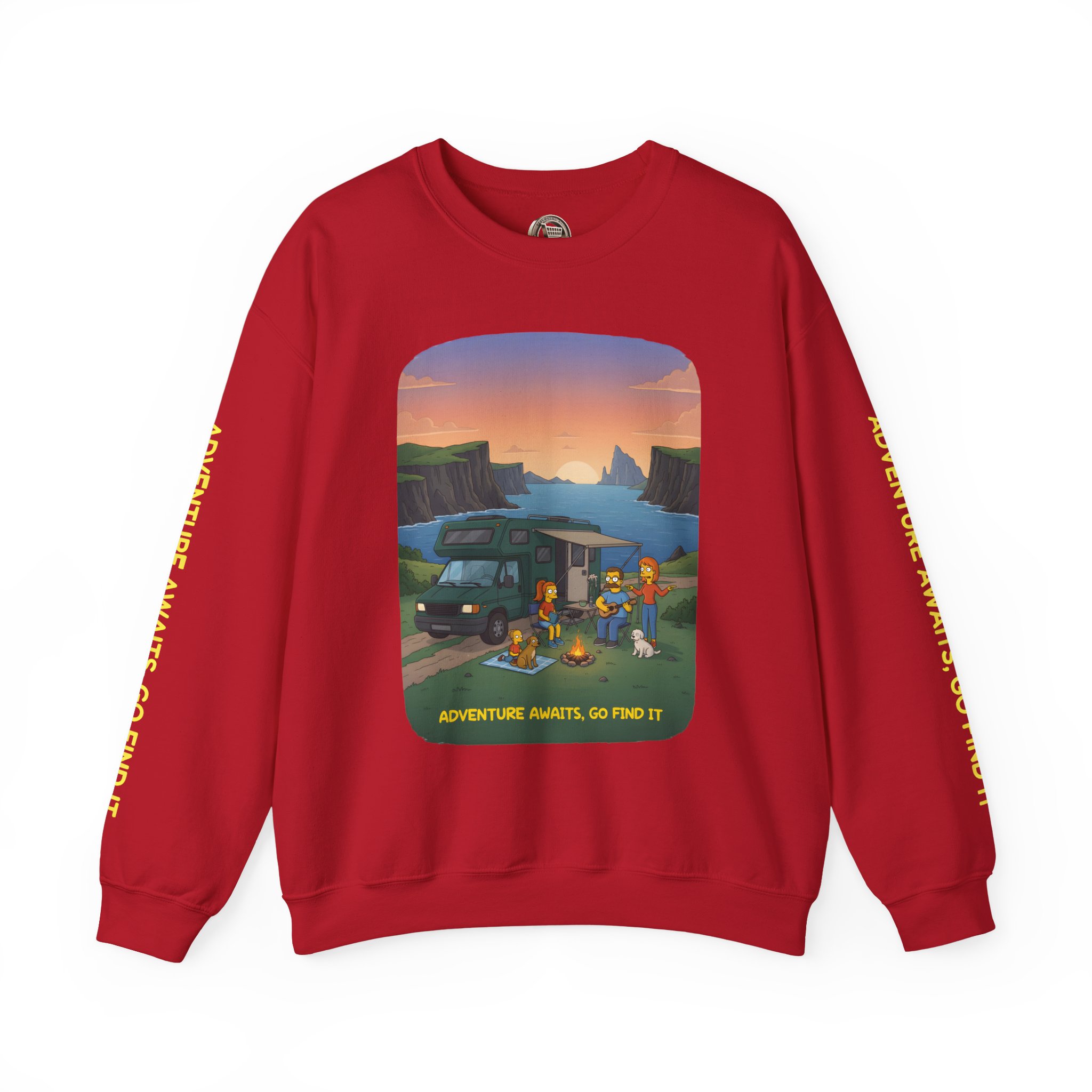 Unisex Heavy Blend™ Crewneck Sweatshirt — "Adventure Awaits-Go Find It"" Design Sitcom-Line