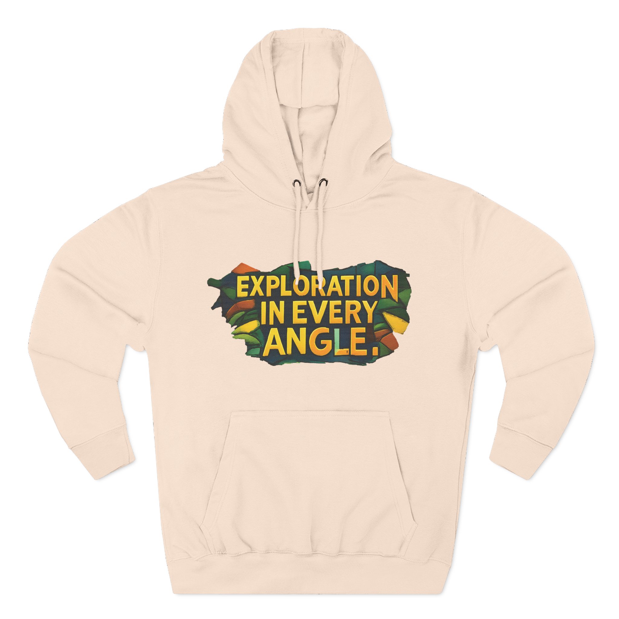 Three-Panel Fleece Hoodie - "Exploration In Every Angle" Design Cubic-Line