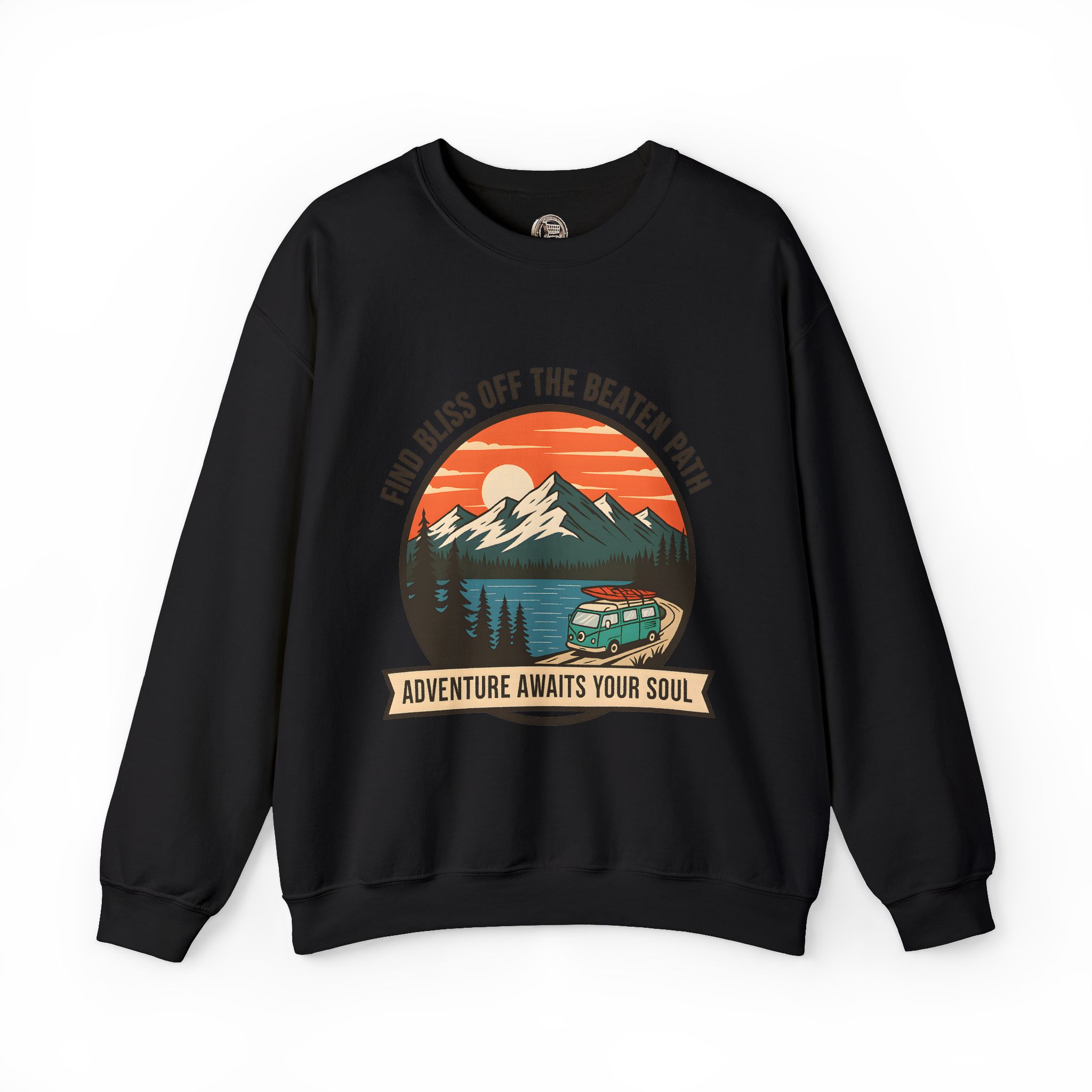 Crewneck Sweatshirt — "Adventure Awaits Your Soul" Mountain Van Design