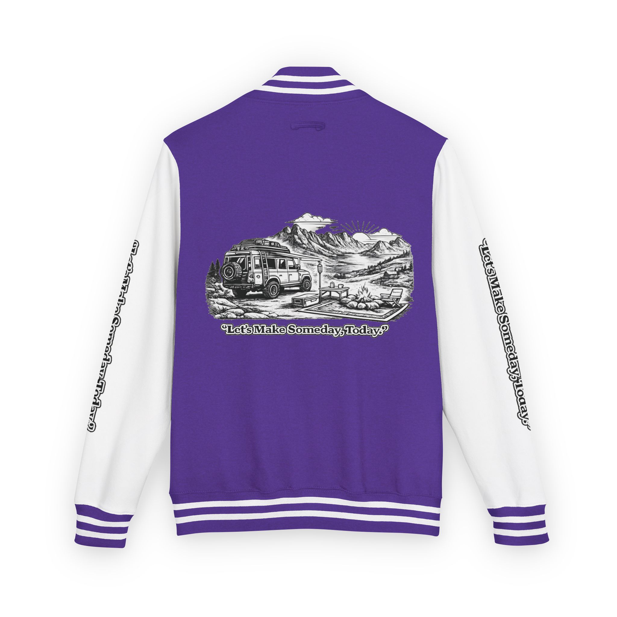 17965835694610132225_2048-1.jpeg Unisex Heavyweight Letterman Jacket — "Lets make Someday, Today?" Travel Varsity Coat