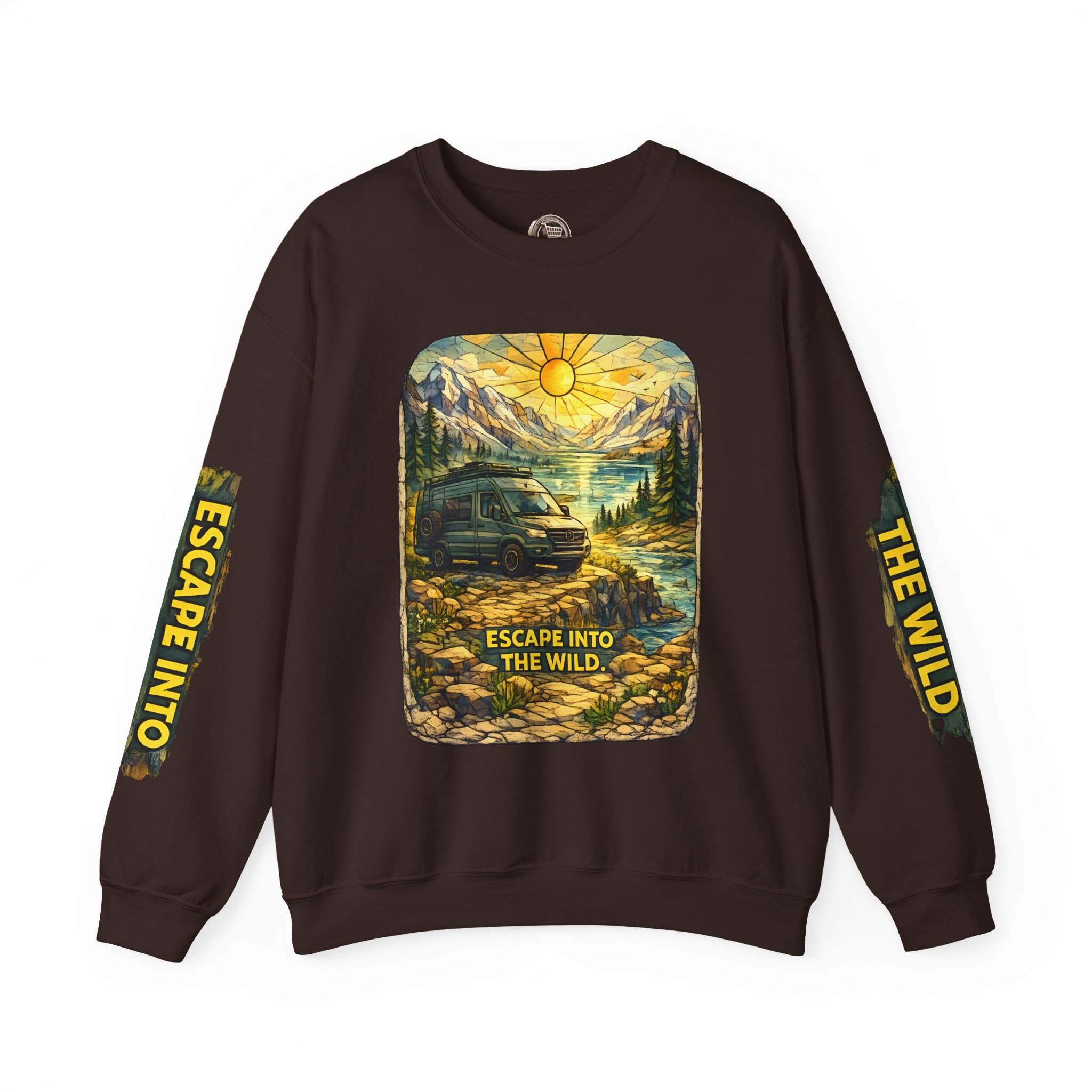 Unisex Heavy Blend™ Crewneck Sweatshirt — "Escape Into The Wild" Design Cubic-Line