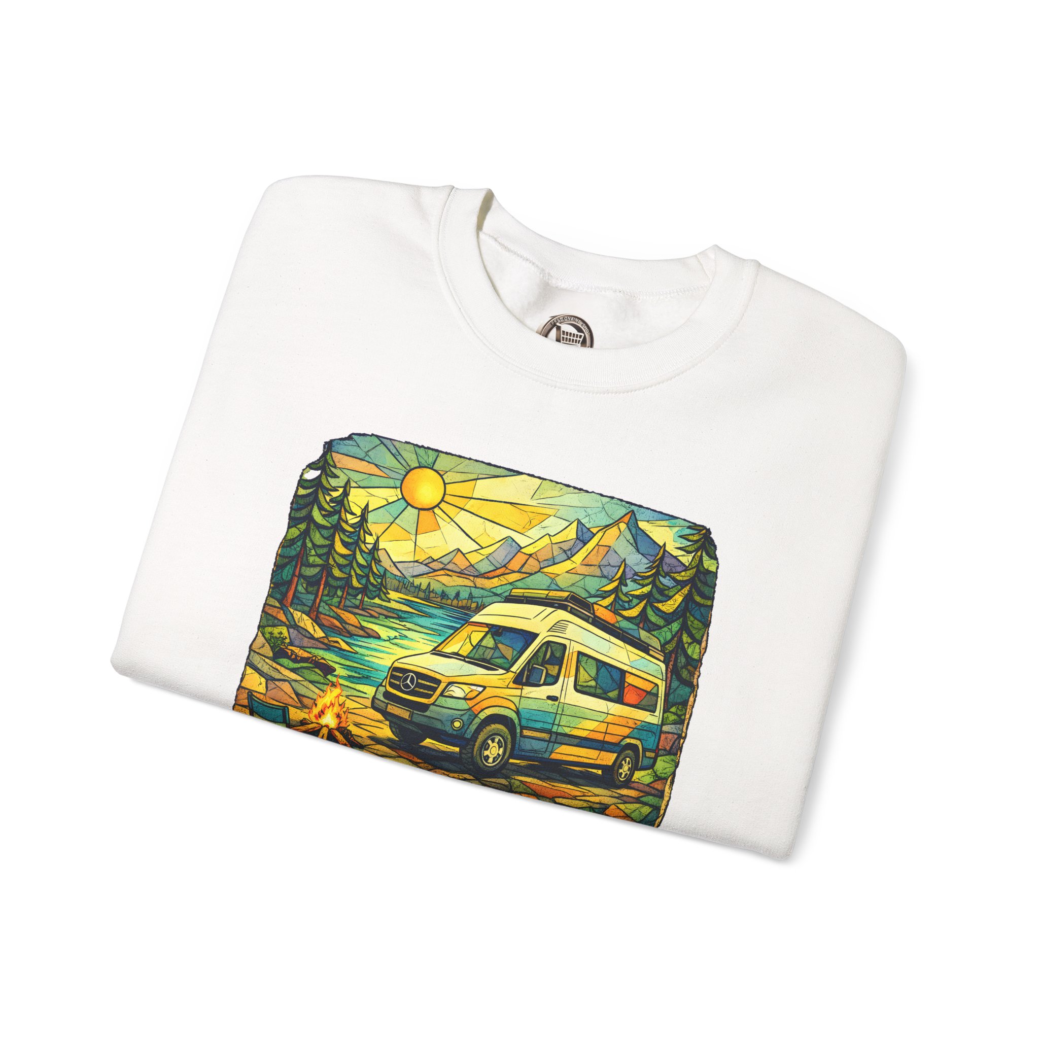 Unisex Heavy Blend™ Crewneck Sweatshirt — "Go Where You Feel Most Alive" Design Cubic-Line