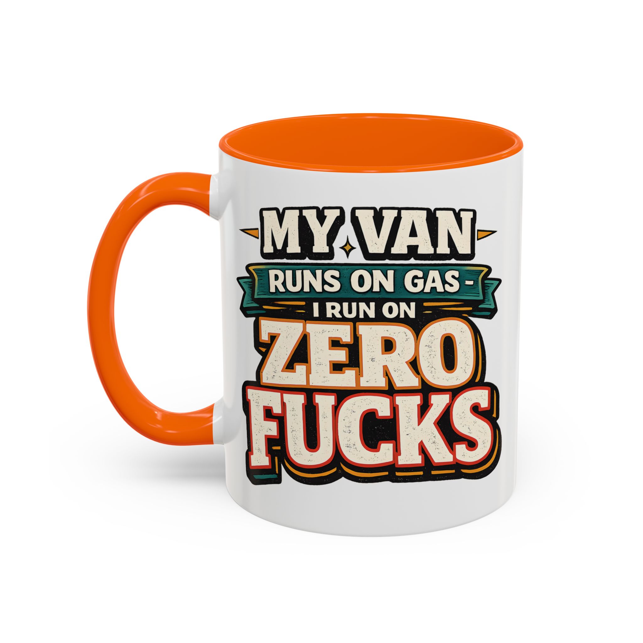 Accent Coffee Mug (11, 15oz) — "My Van Runs On Gas" Design F**K-Line