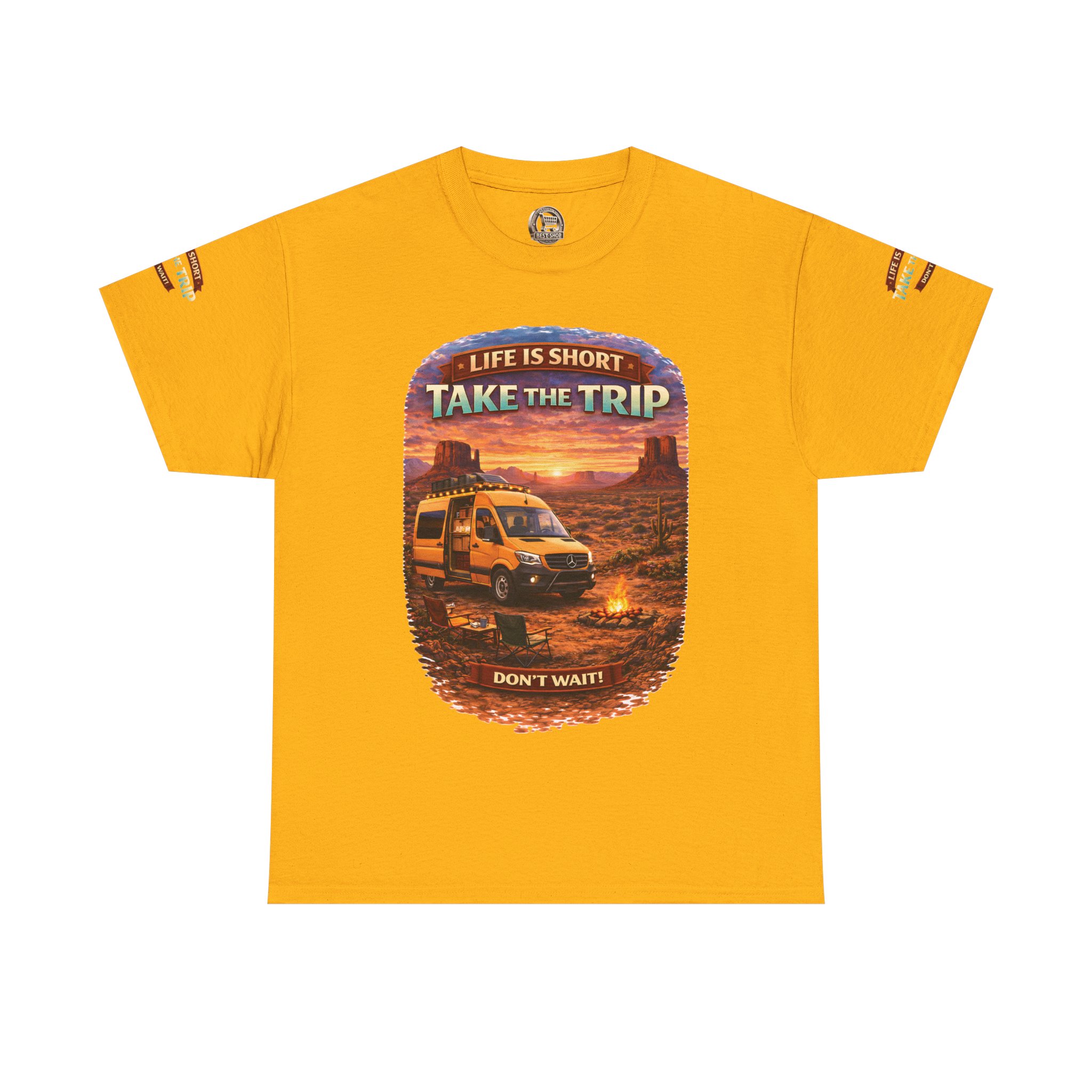 Unisex Heavy Cotton Tee — "Life Is To Short-Take The Trip" Design Scenic-Line