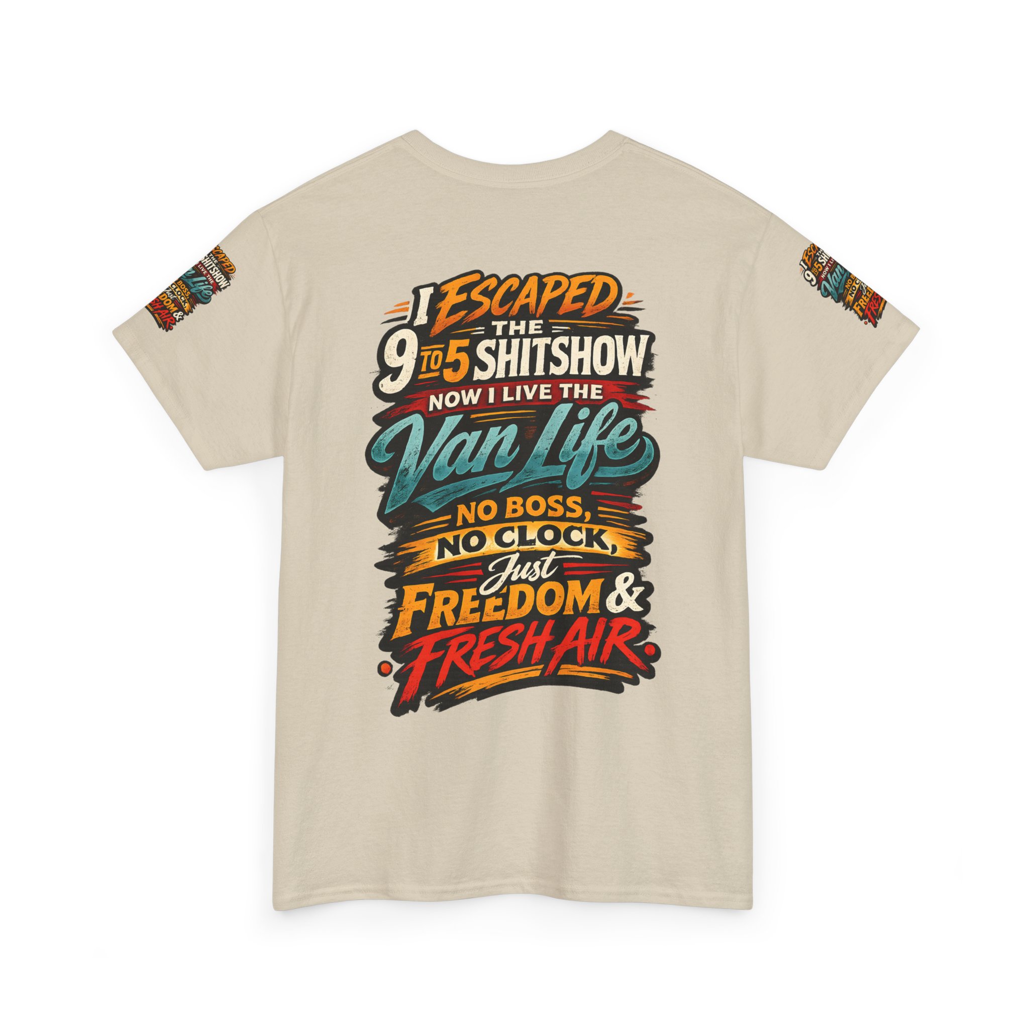 Unisex Heavy Cotton Tee — "I Escaped The 9 To 5" Design F**K-Line