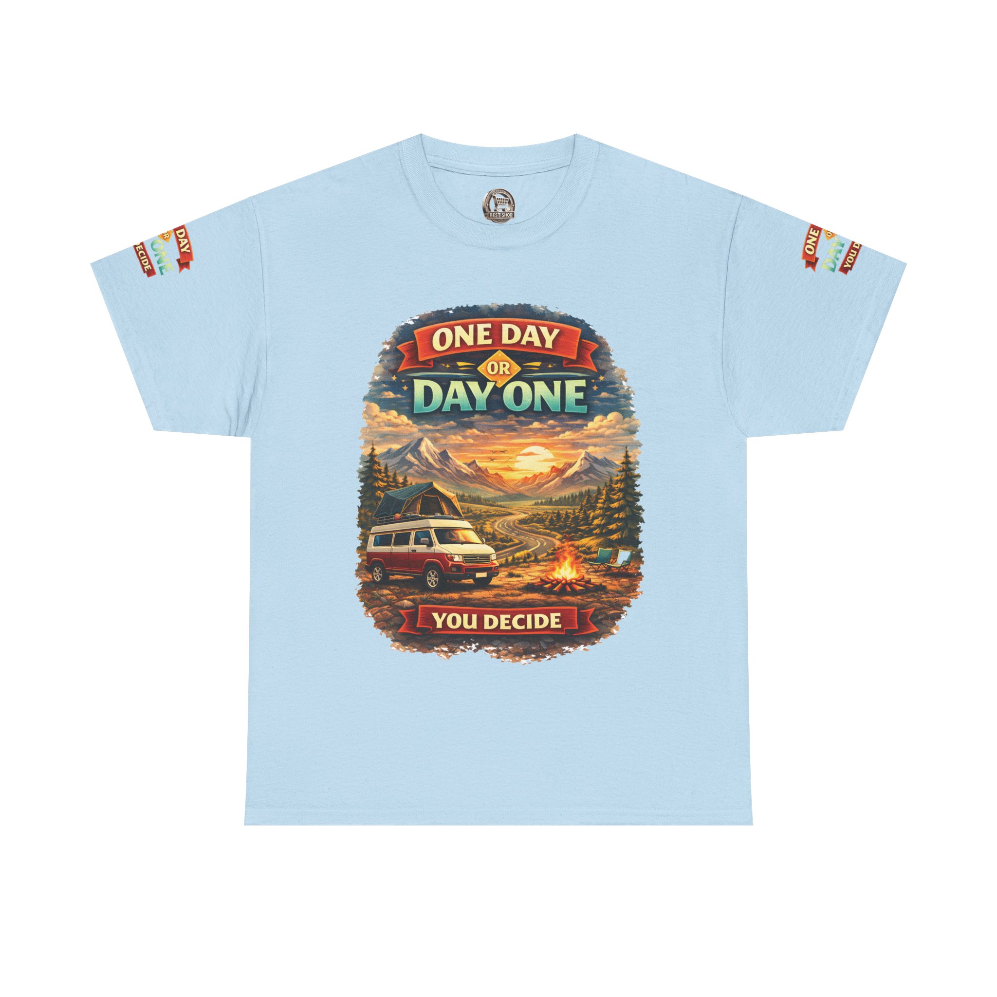 17991632211135459384_2048.jpeg Unisex Heavy Cotton Tee — "One Day Or Day One" Design Scenic-Line