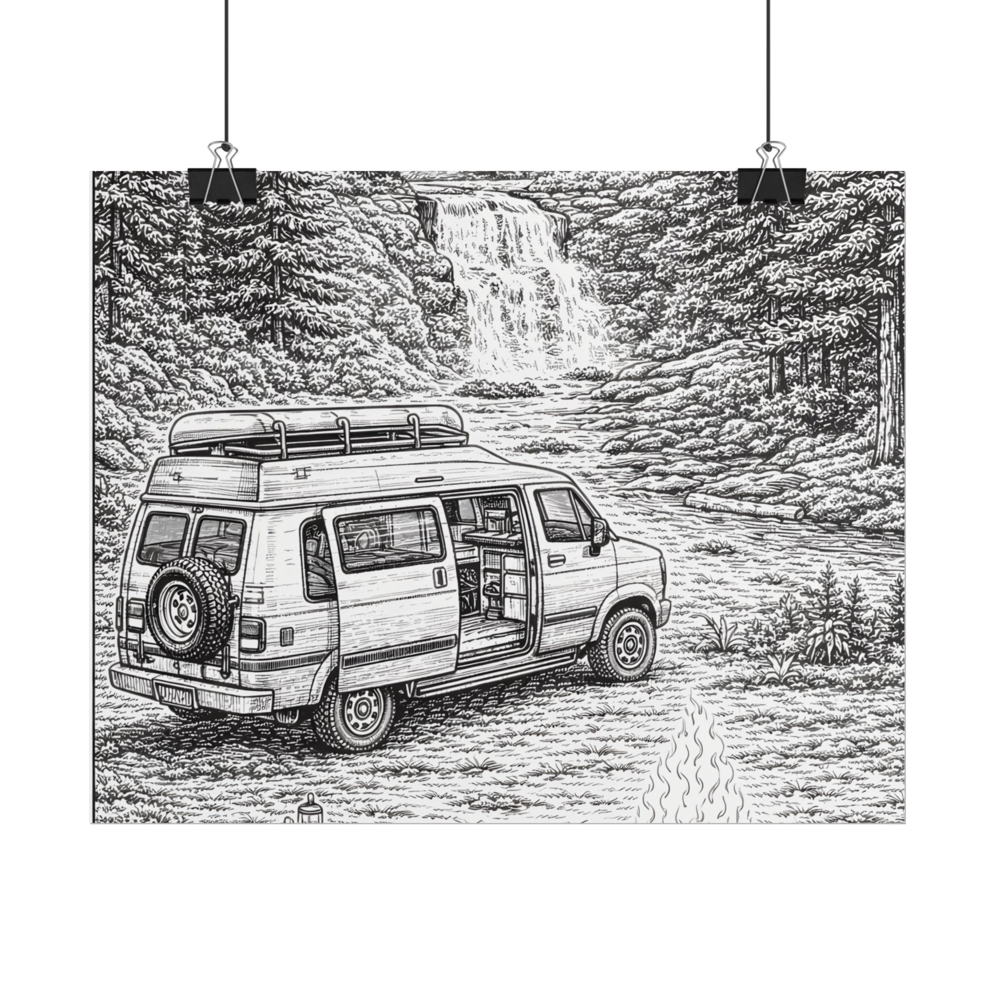 Campervan Poster — Vintage RV Camping Landscape Wall Art