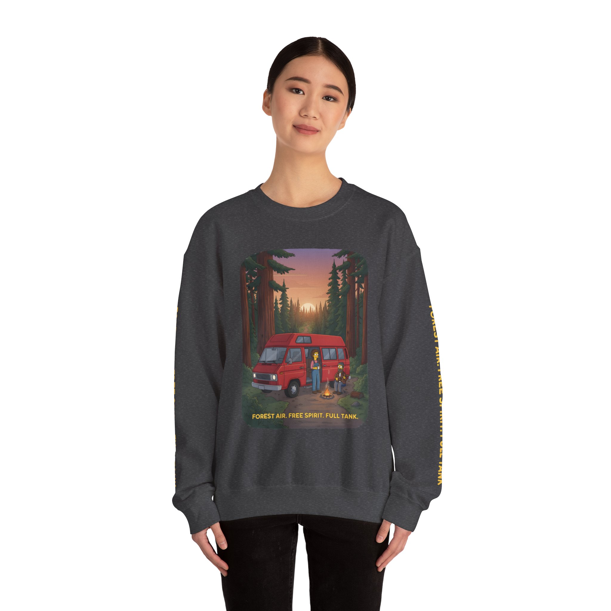 17997670640715385500_2048.jpeg Unisex Heavy Blend™ Crewneck Sweatshirt — "Forest Air Free Spirit Full Tank" Design Sitcom-Line