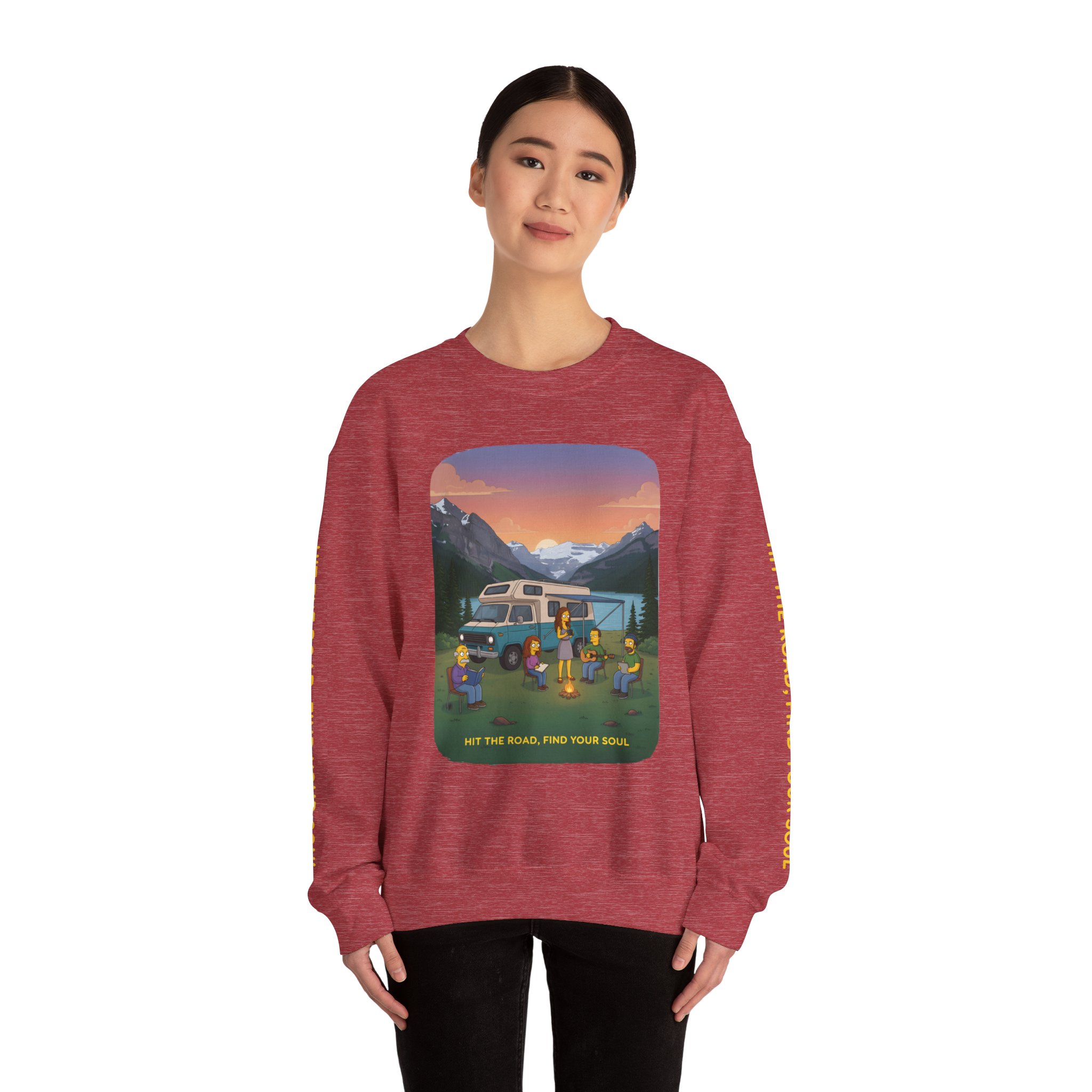 Unisex Heavy Blend™ Crewneck Sweatshirt — "Hit The Road-Find Your Soul" Design Sitcom-Line