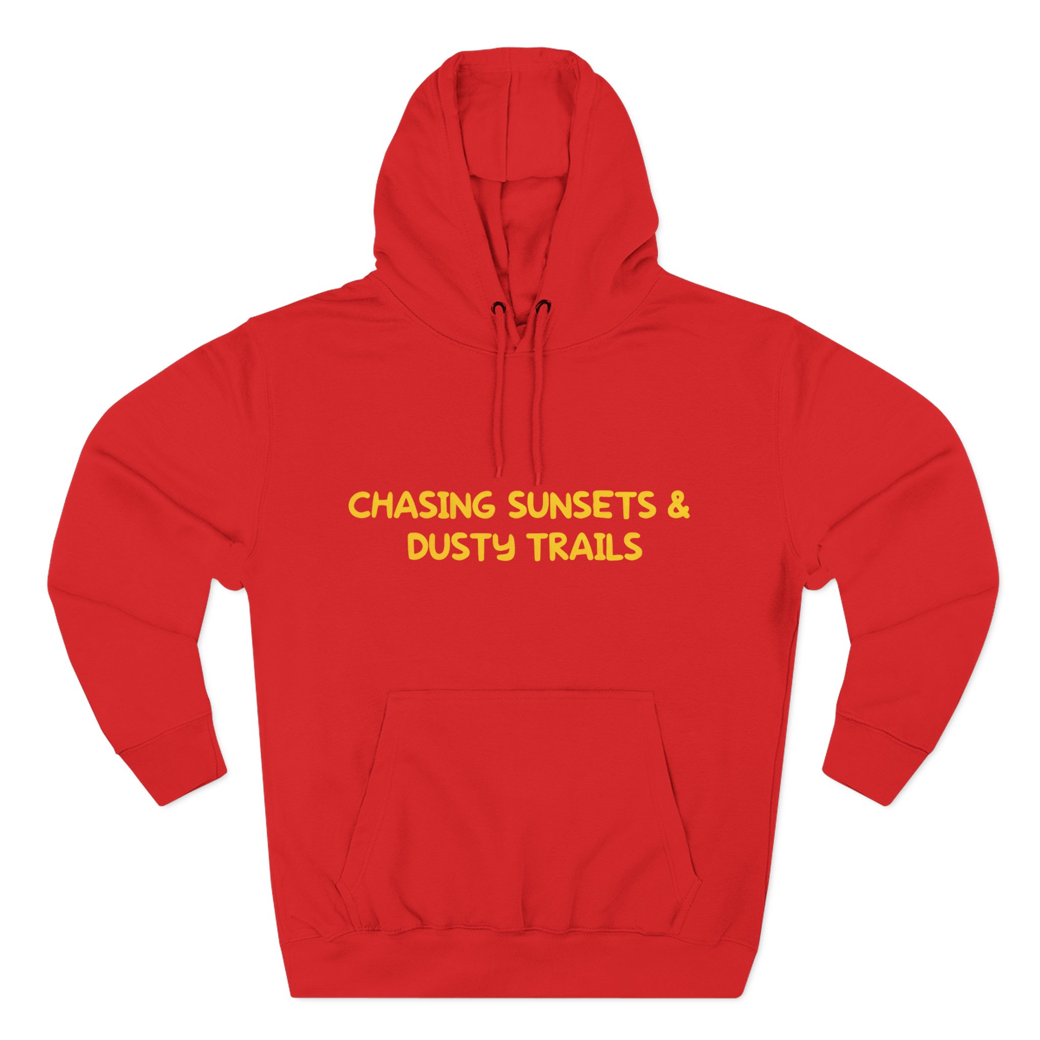 Three-Panel Fleece Hoodie - "Chasing Sunsets And Dusty Trails" Design Sitcom-Line
