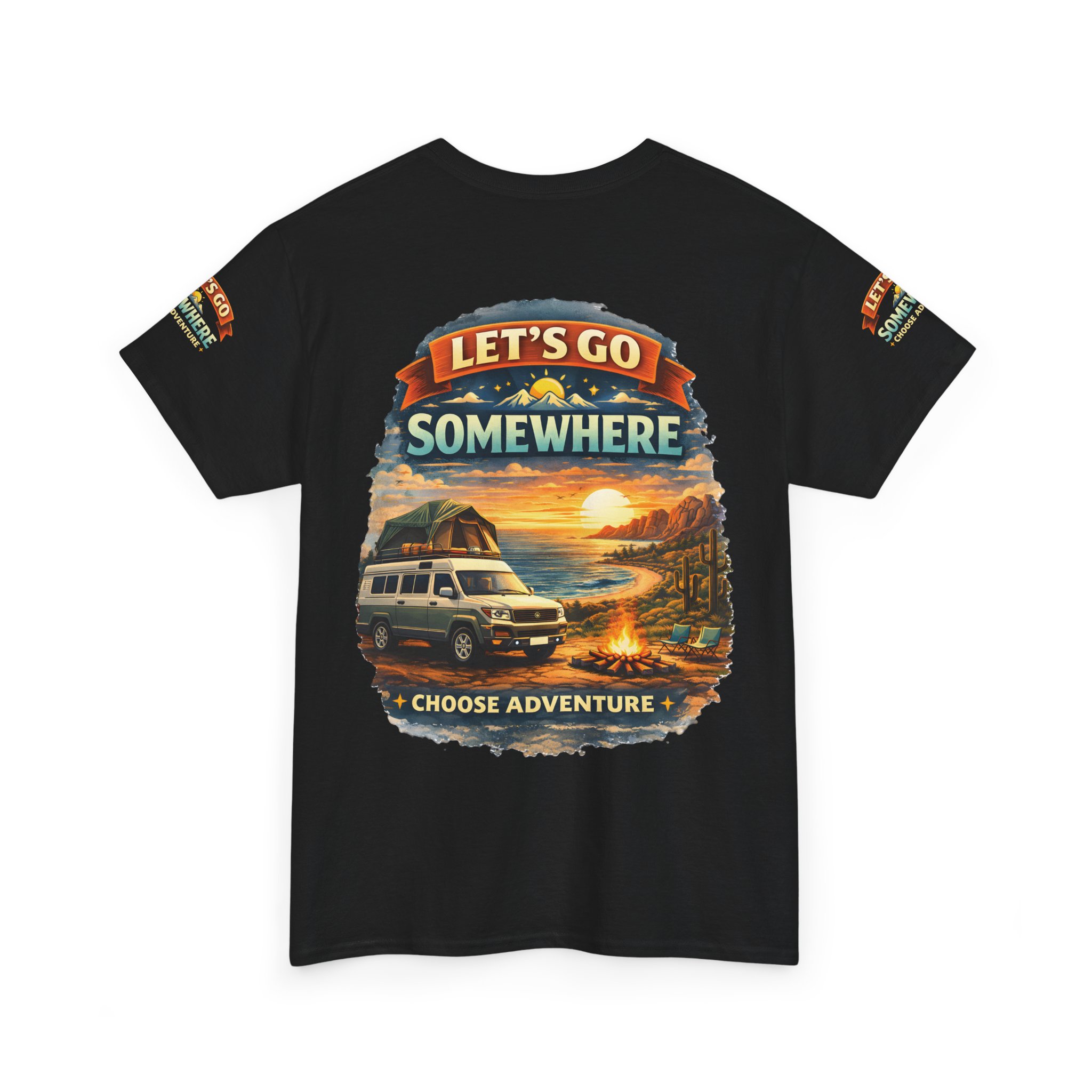 Unisex Heavy Cotton Tee — "Lets Go Somewhere" Design Scenic-Line