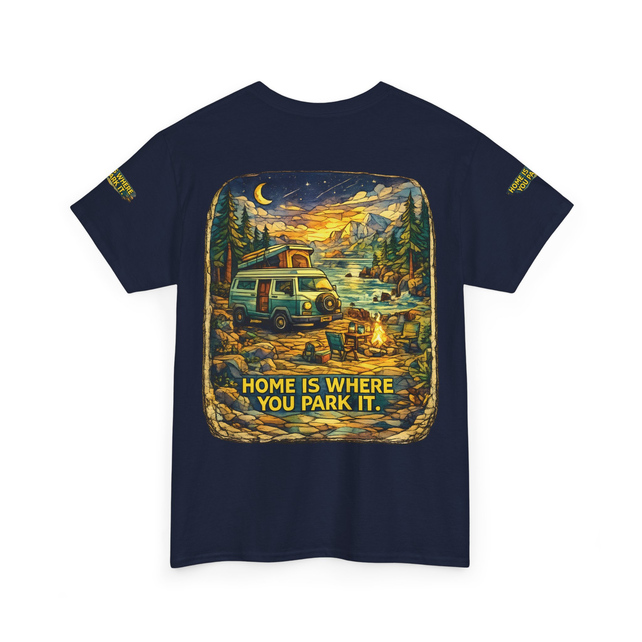 Unisex Heavy Cotton Tee — "Home Is Where You Park It" Design Cubic-Line