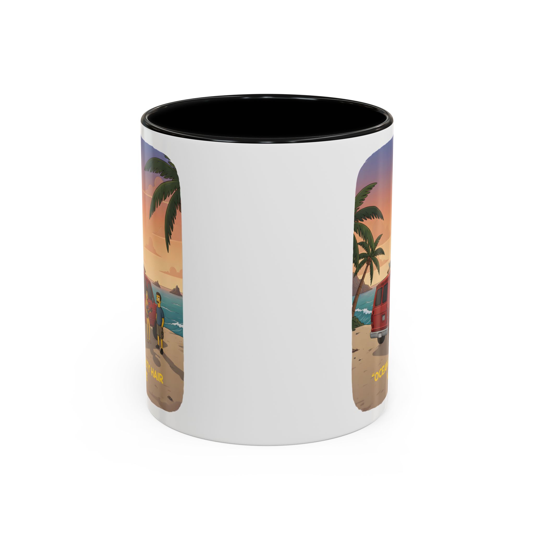 Accent Coffee Mug (11, 15oz) — "Ocean Air Salty Hair Van Life" Design Sitcom-Line