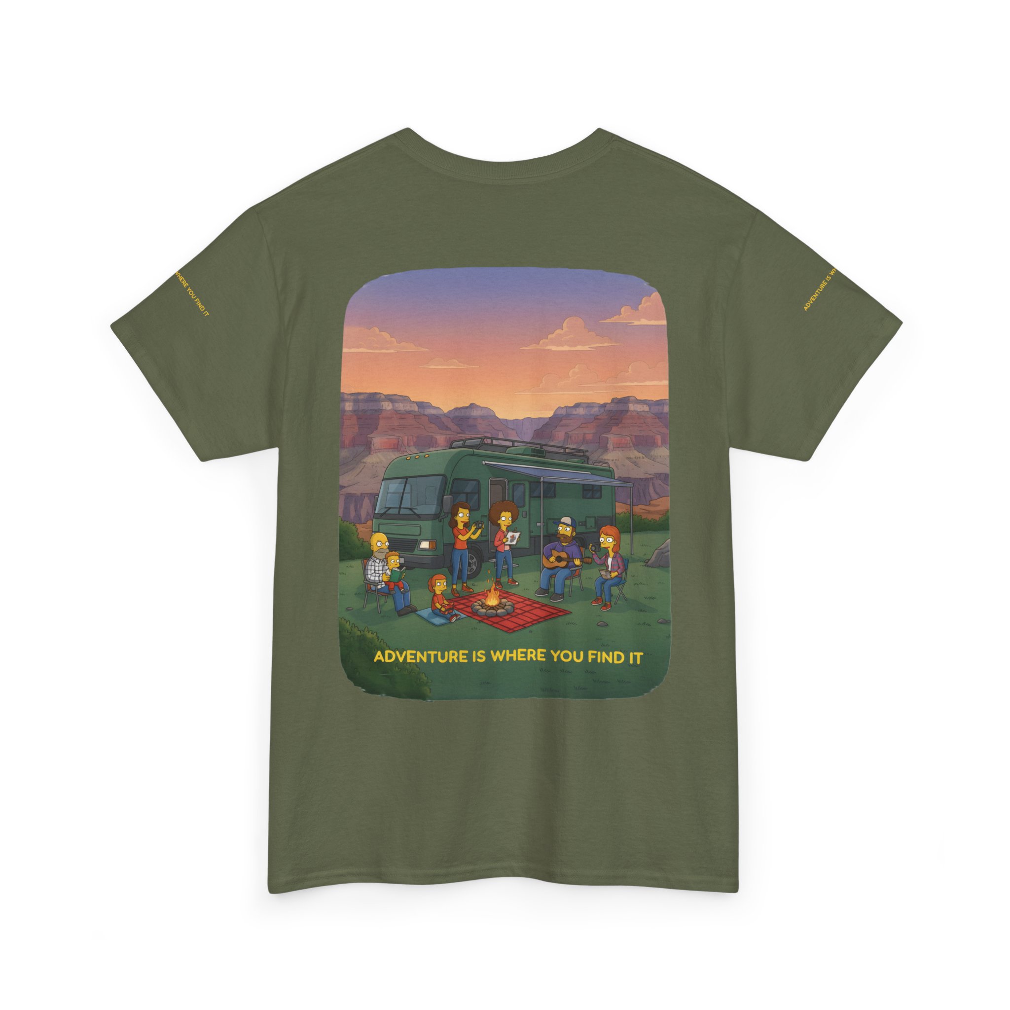 Unisex Heavy Cotton Tee — "Adventure Is Where You Find It" Design Sitcom-Line