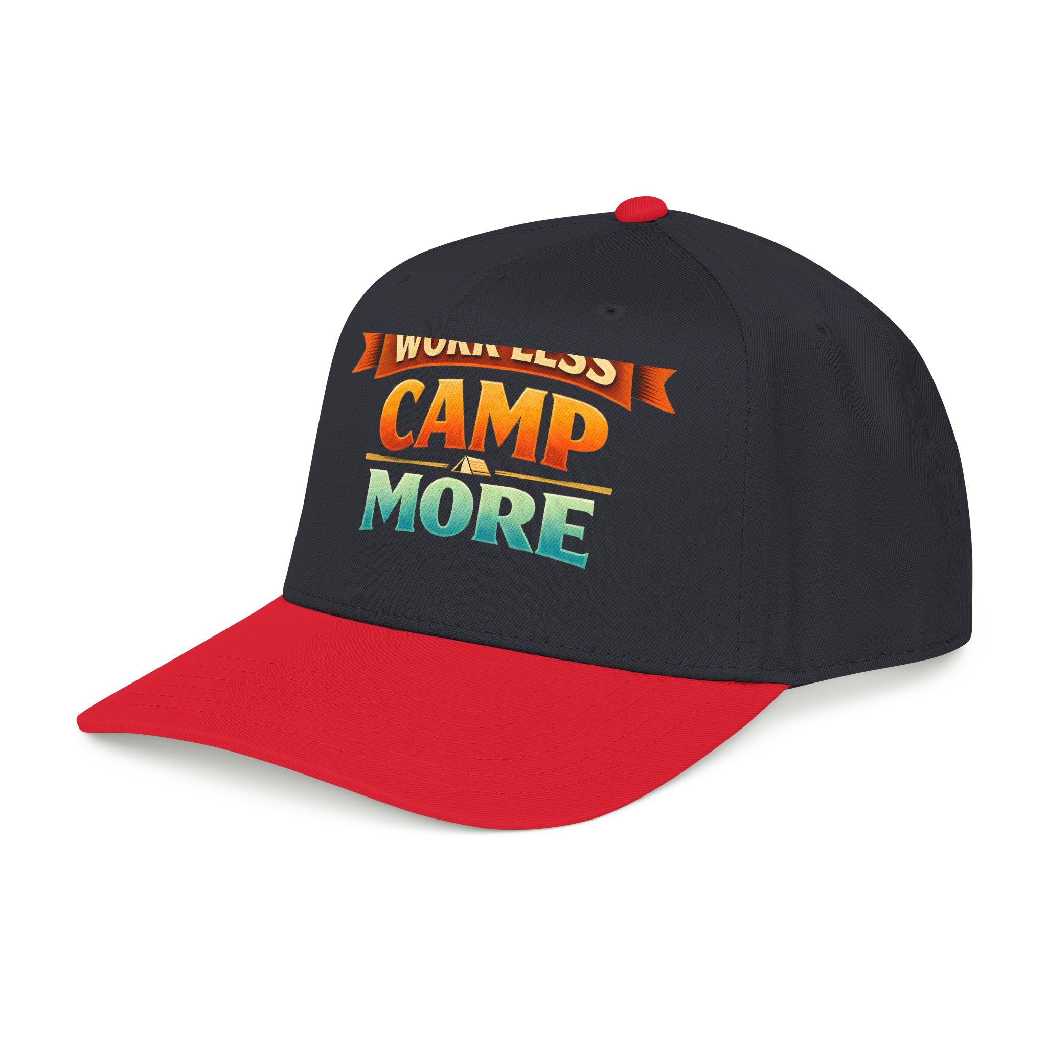 Baseball Cap - "Work Less-Camp More" Design Scenic-Line