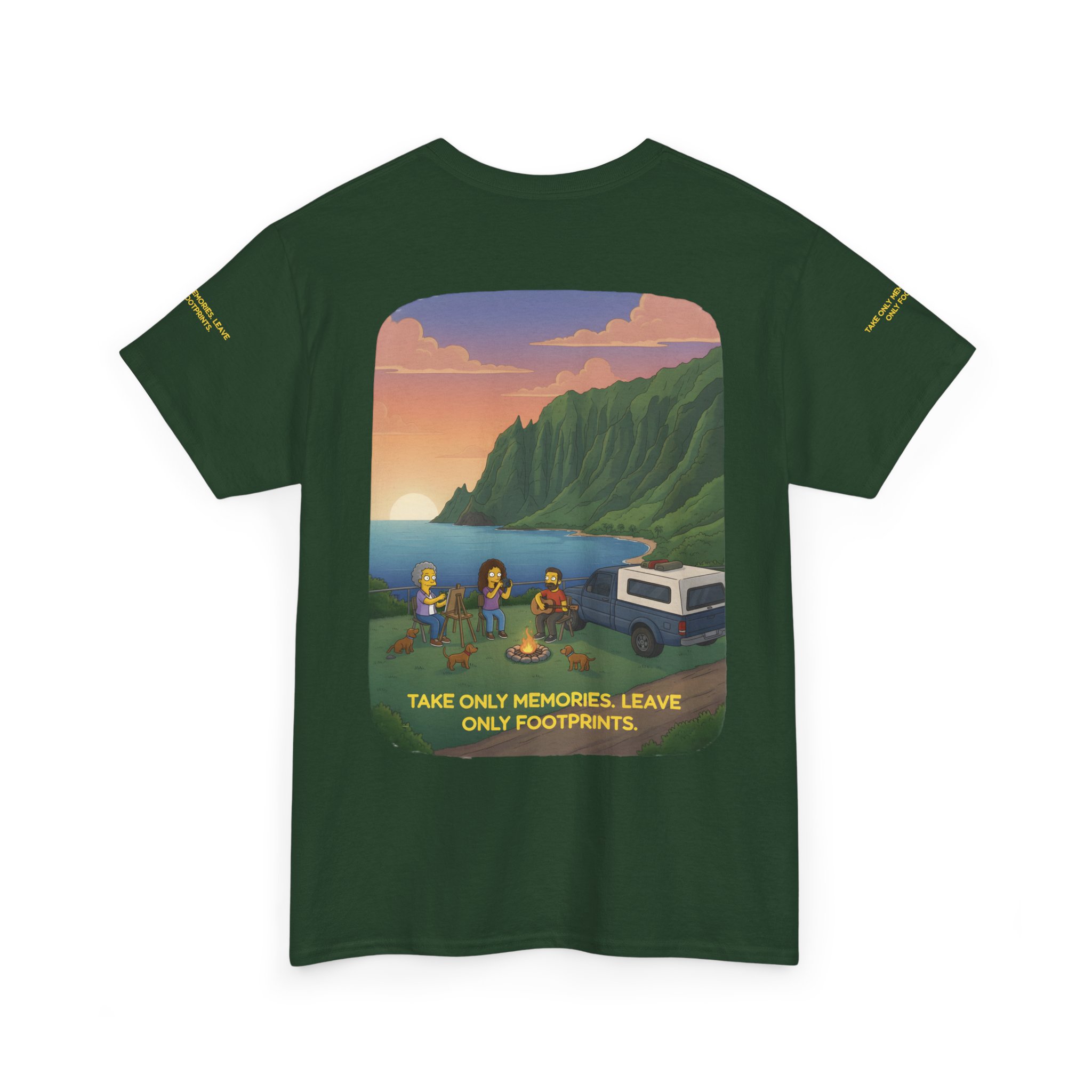 Unisex Heavy Cotton Tee — "Take Only Memories-Leave Only Footprints" Design Sitcom-Line