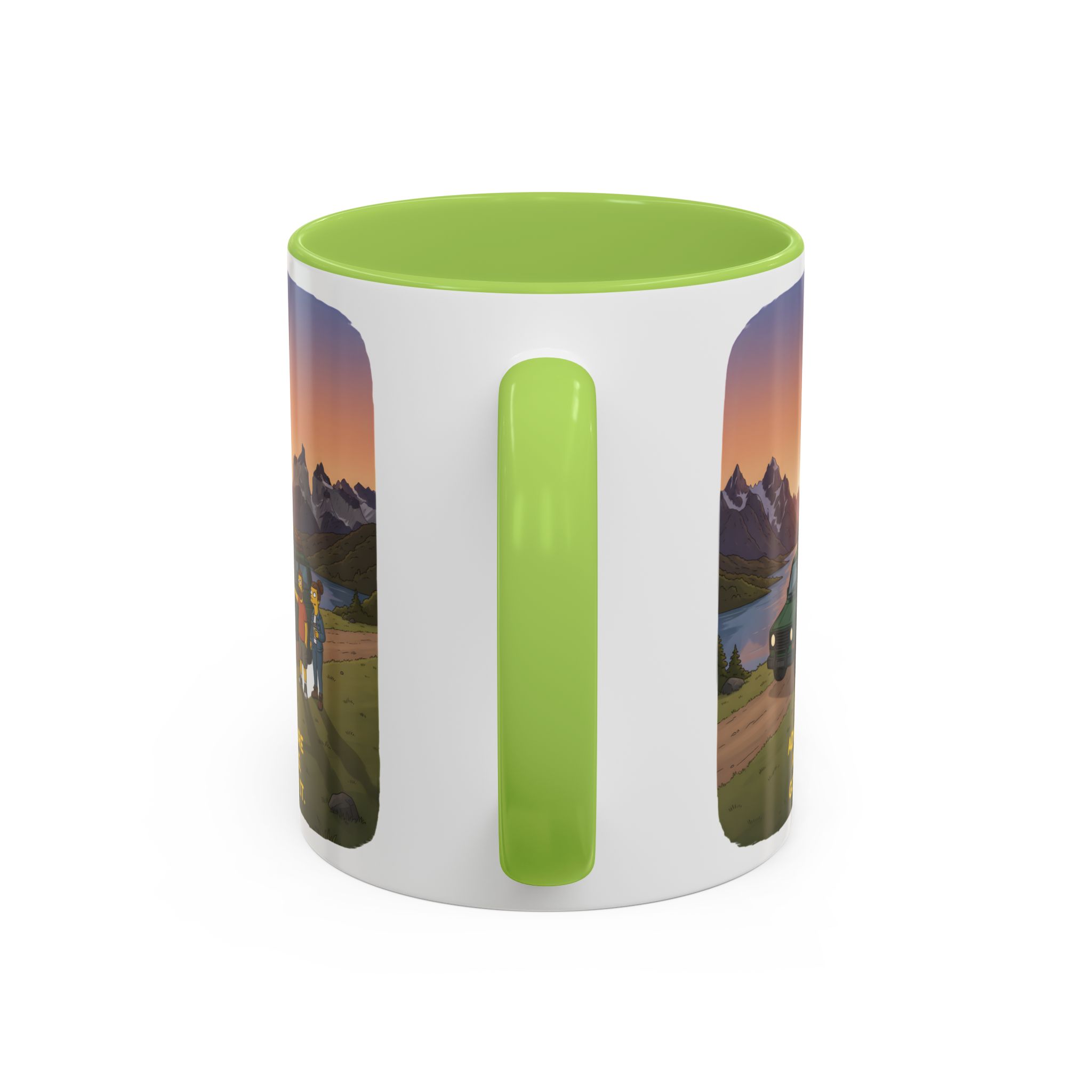 Accent Coffee Mug (11, 15oz) — "Adventure Awaits-Go Find It" Design Sitcom-Line
