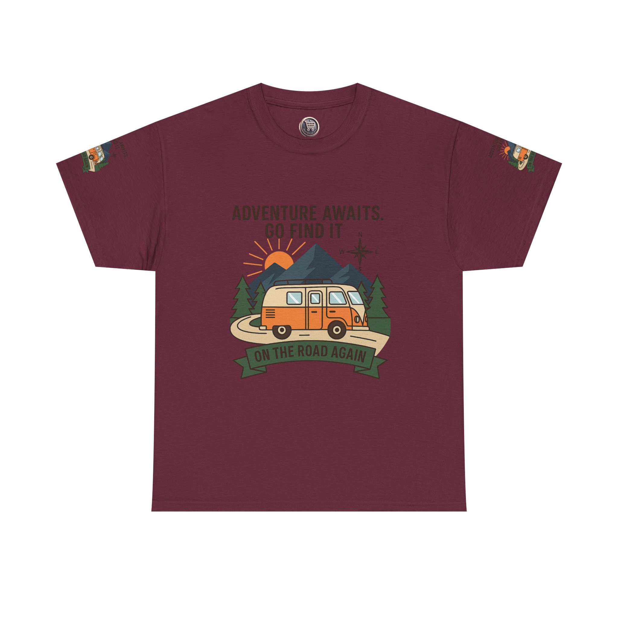 18018886492576229753_2048.jpeg Unisex Heavy Cotton Tee — 'Adventure Awaits. Go Find It' Camper Van T‑Shirt