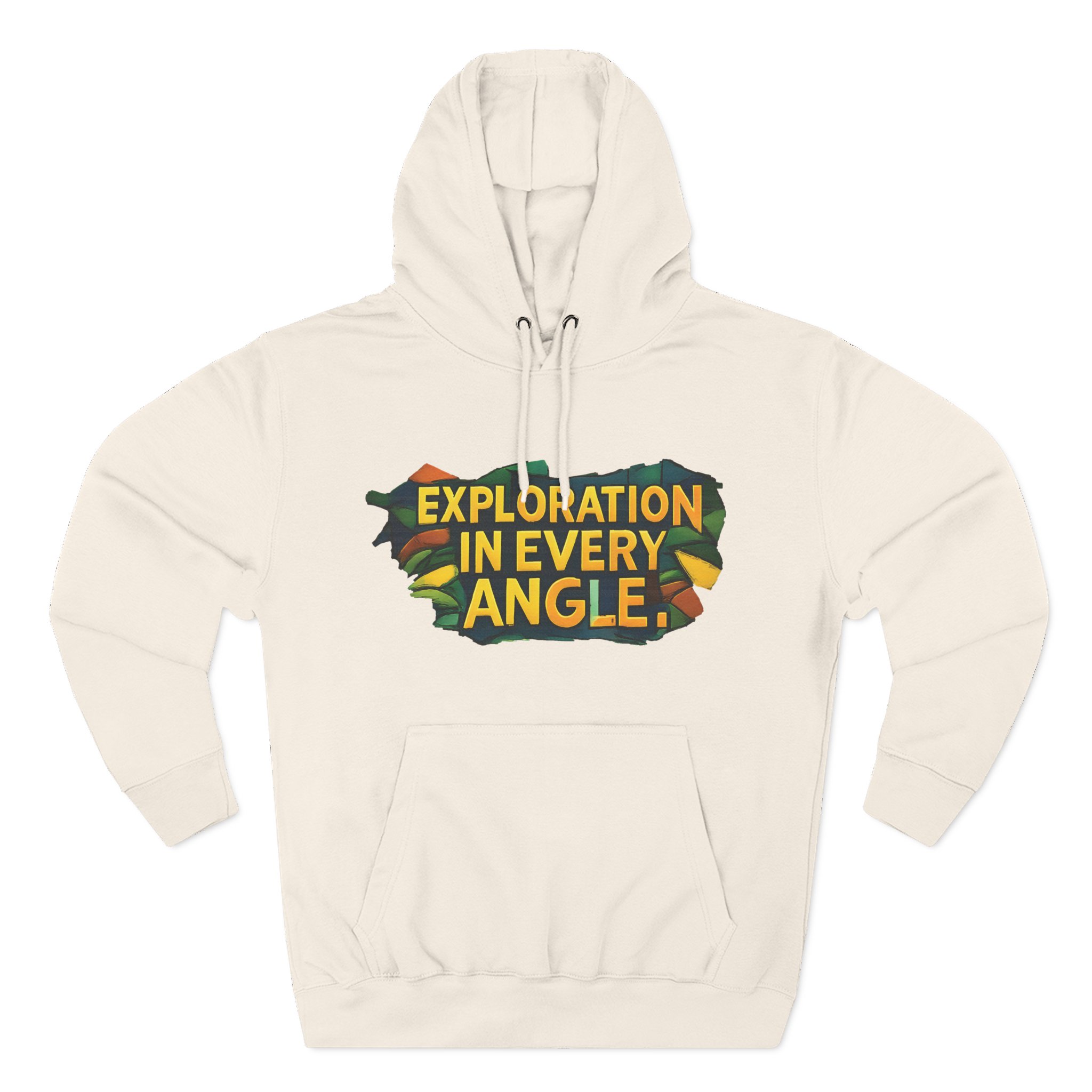 Three-Panel Fleece Hoodie - "Exploration In Every Angle" Design Cubic-Line