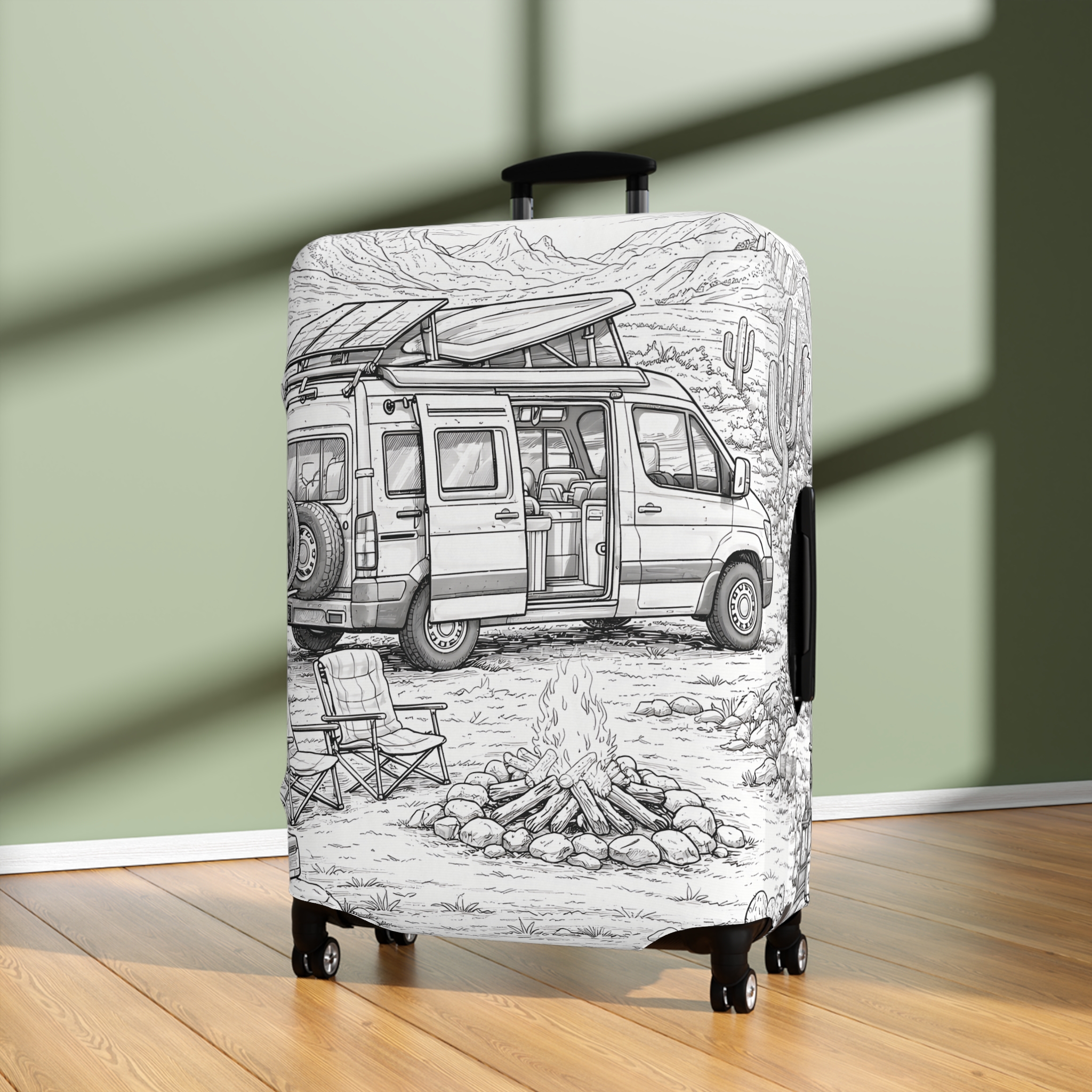 18019695507741220219_2048.jpeg Luggage Cover — Adventure Camper Sketch Travel Suitcase