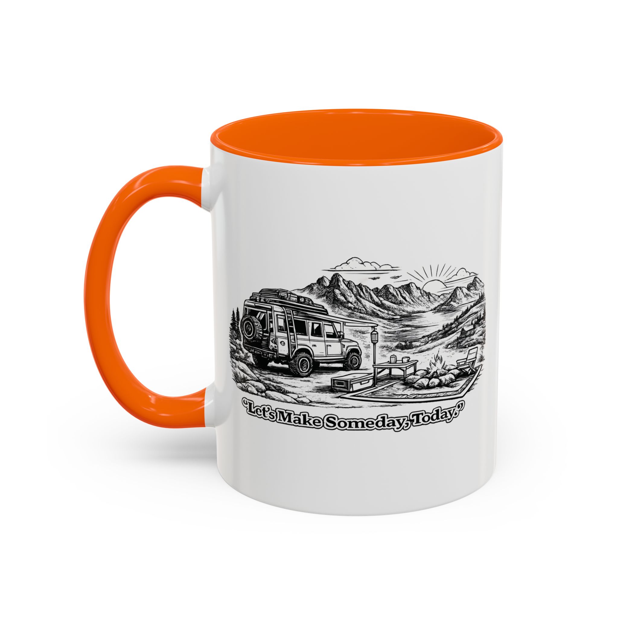 Accent Coffee Mug (11, 15oz) — "Lets make Someday, Today?" Design Minimal-Line