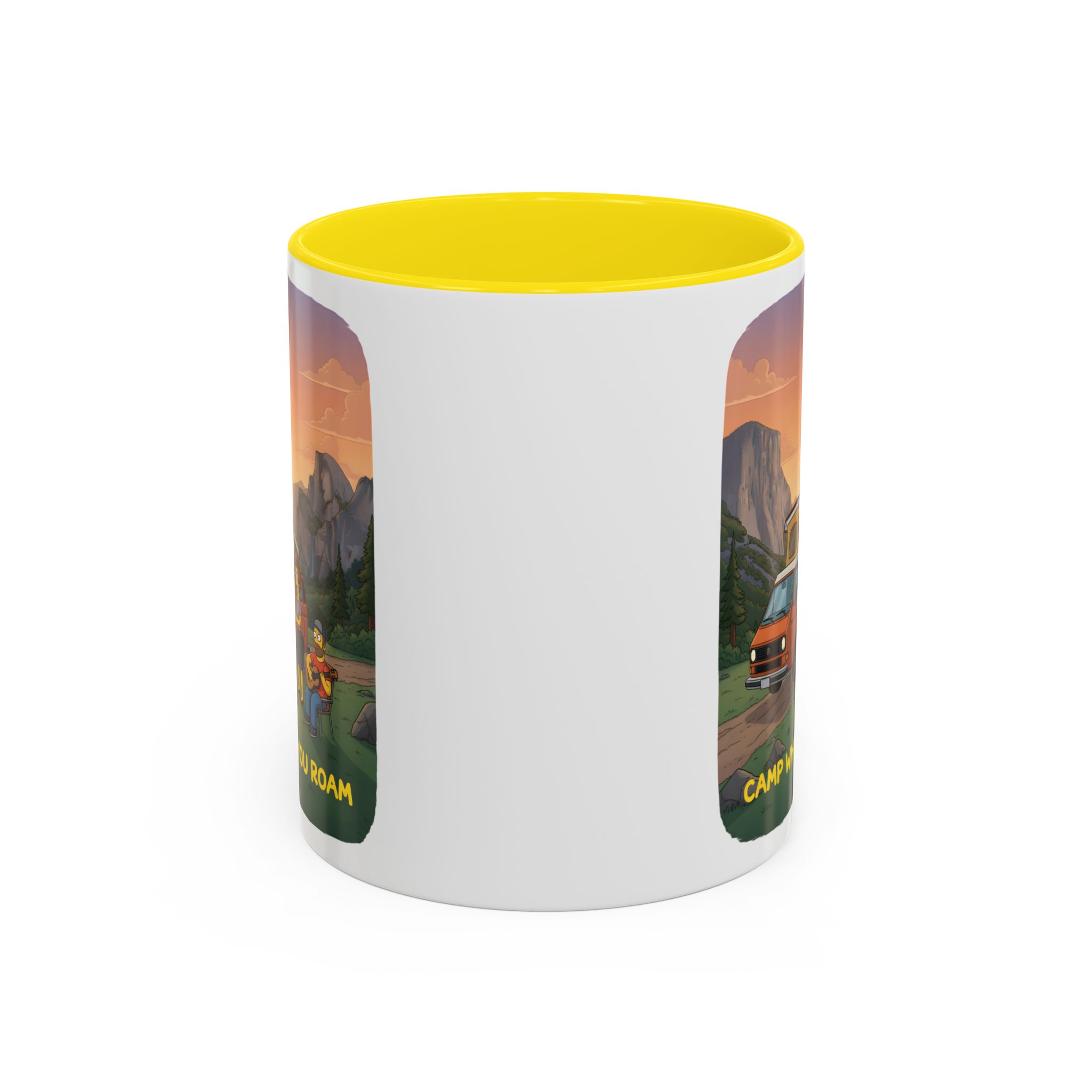 Accent Coffee Mug (11, 15oz) — "Camp Where You Roam" Design Sitcom-Line