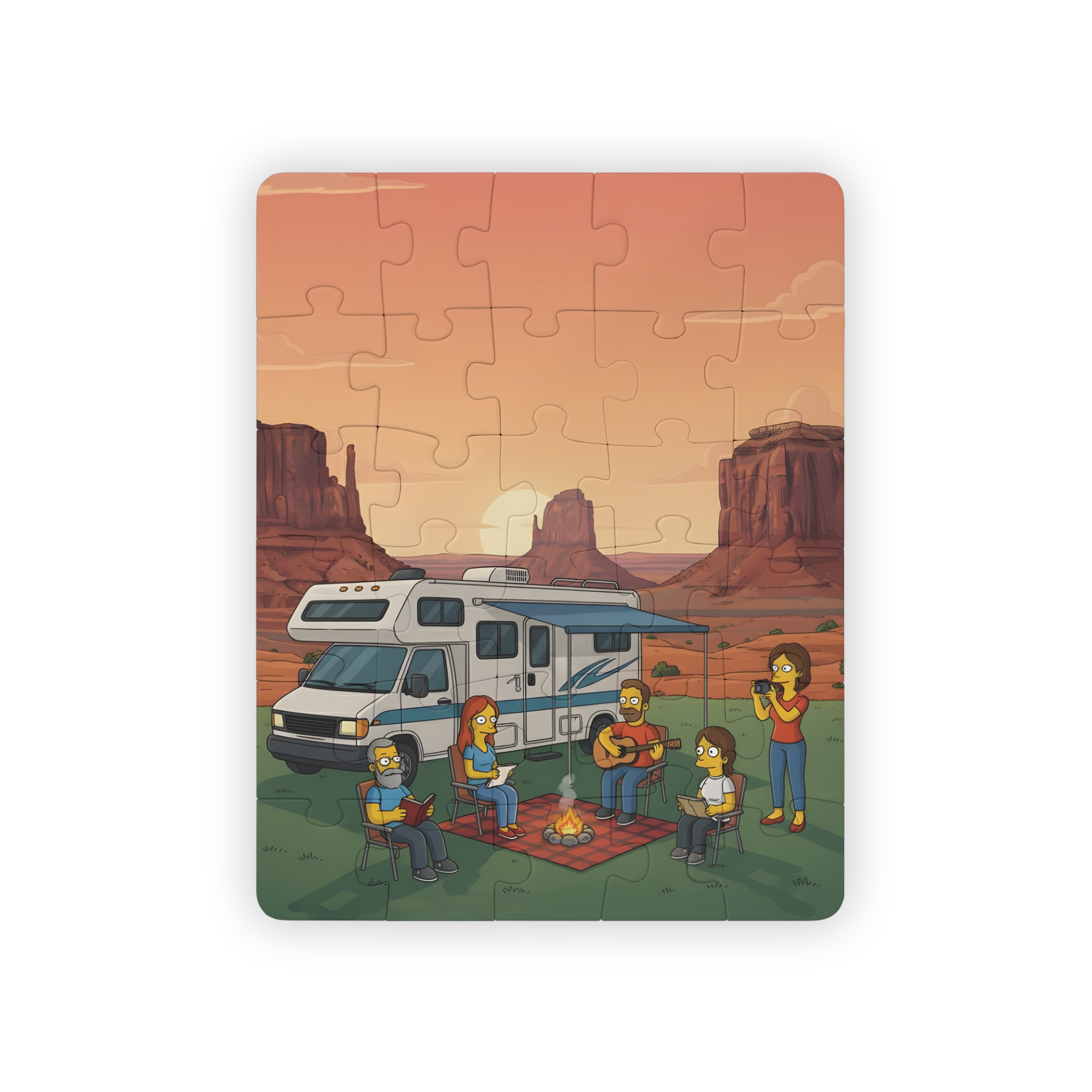 Kids' 30‑Piece Camping Puzzle — Family RV Camping Sunset Scene