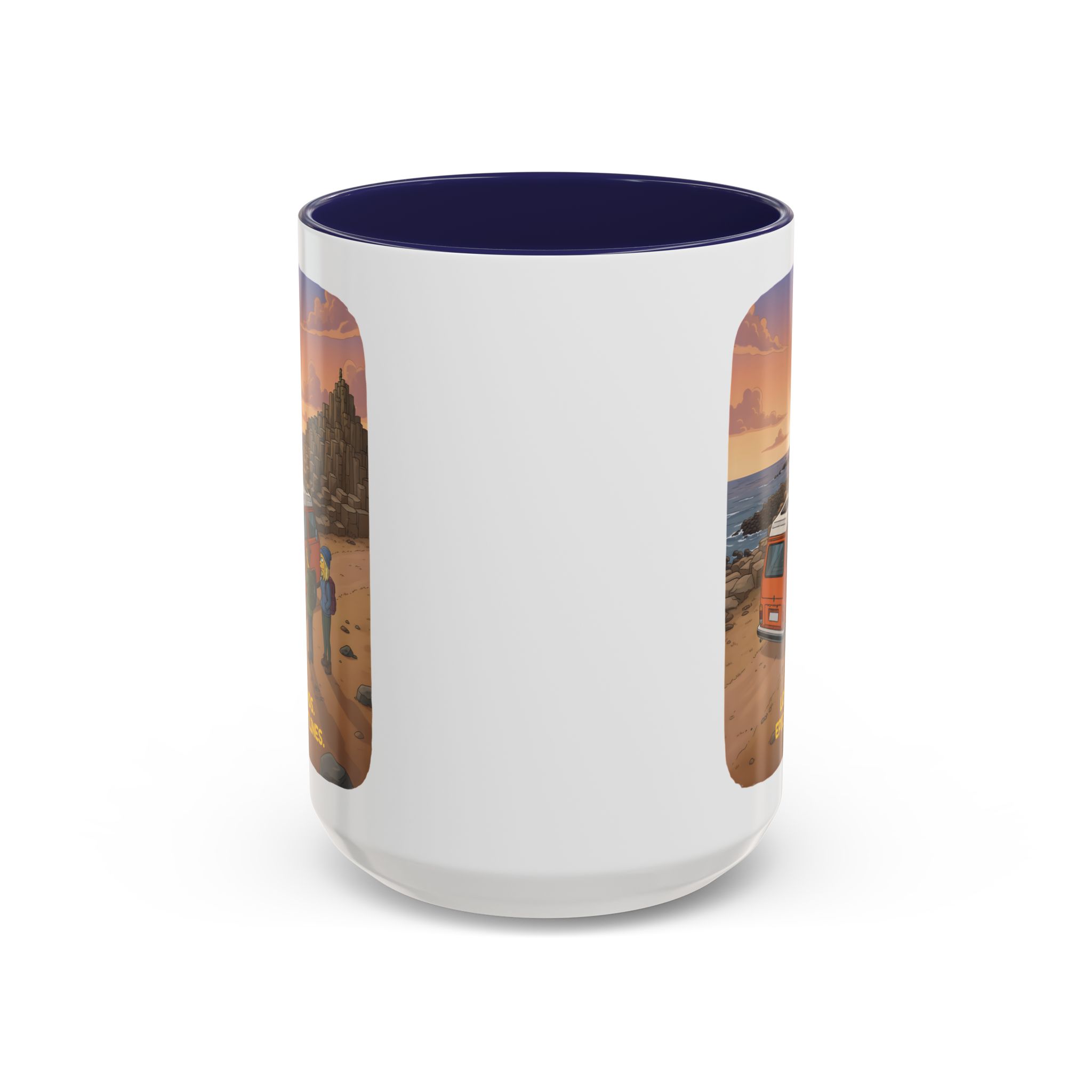 Accent Coffee Mug (11, 15oz) — "Lost Roads Epic Coastlines" Design Sitcom-Line
