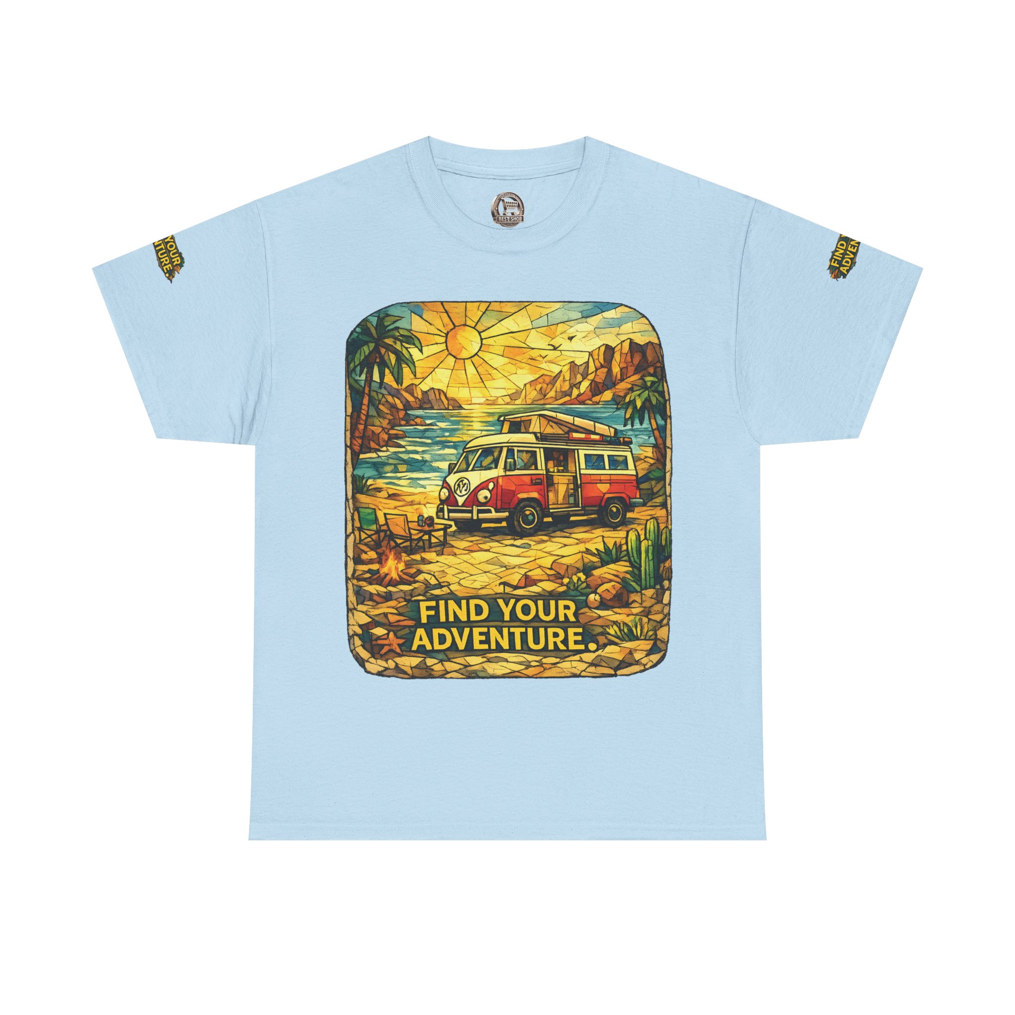 Unisex Heavy Cotton Tee — "Find Your Adventure" Design Cubic-Line