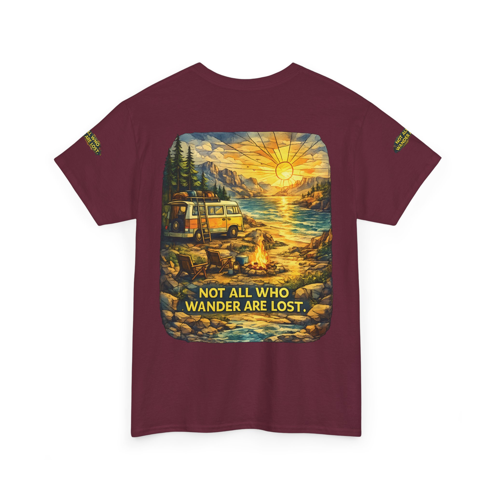 18026776885134011613_2048.jpeg Unisex Heavy Cotton Tee — "Not All Who Wander Are Lost " Design Cubic-Line