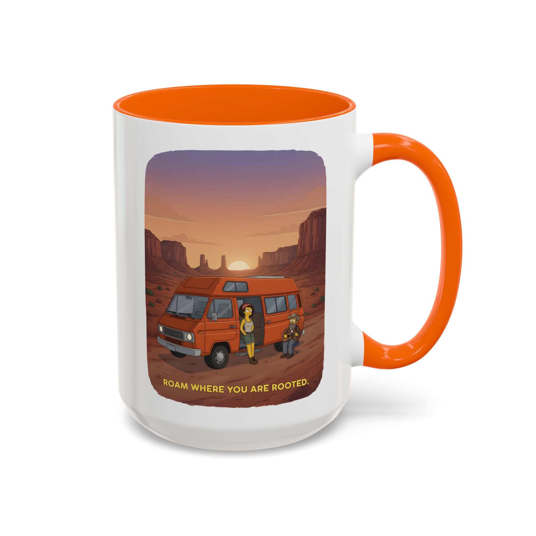 Accent Coffee Mug (11, 15oz) — "Roam Where You Are Rooted" Design Sitcom-Line