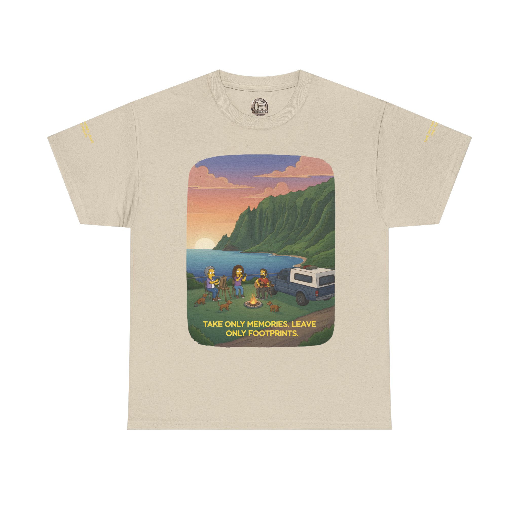 Unisex Heavy Cotton Tee — "Take Only Memories-Leave Only Footprints" Design Sitcom-Line
