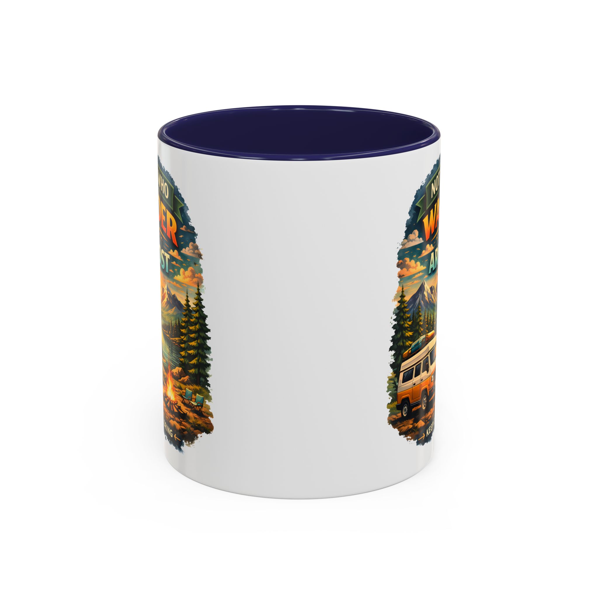 Accent Coffee Mug (11, 15oz) — "Not All Who Wander Are Lost" Design Scenic-Line