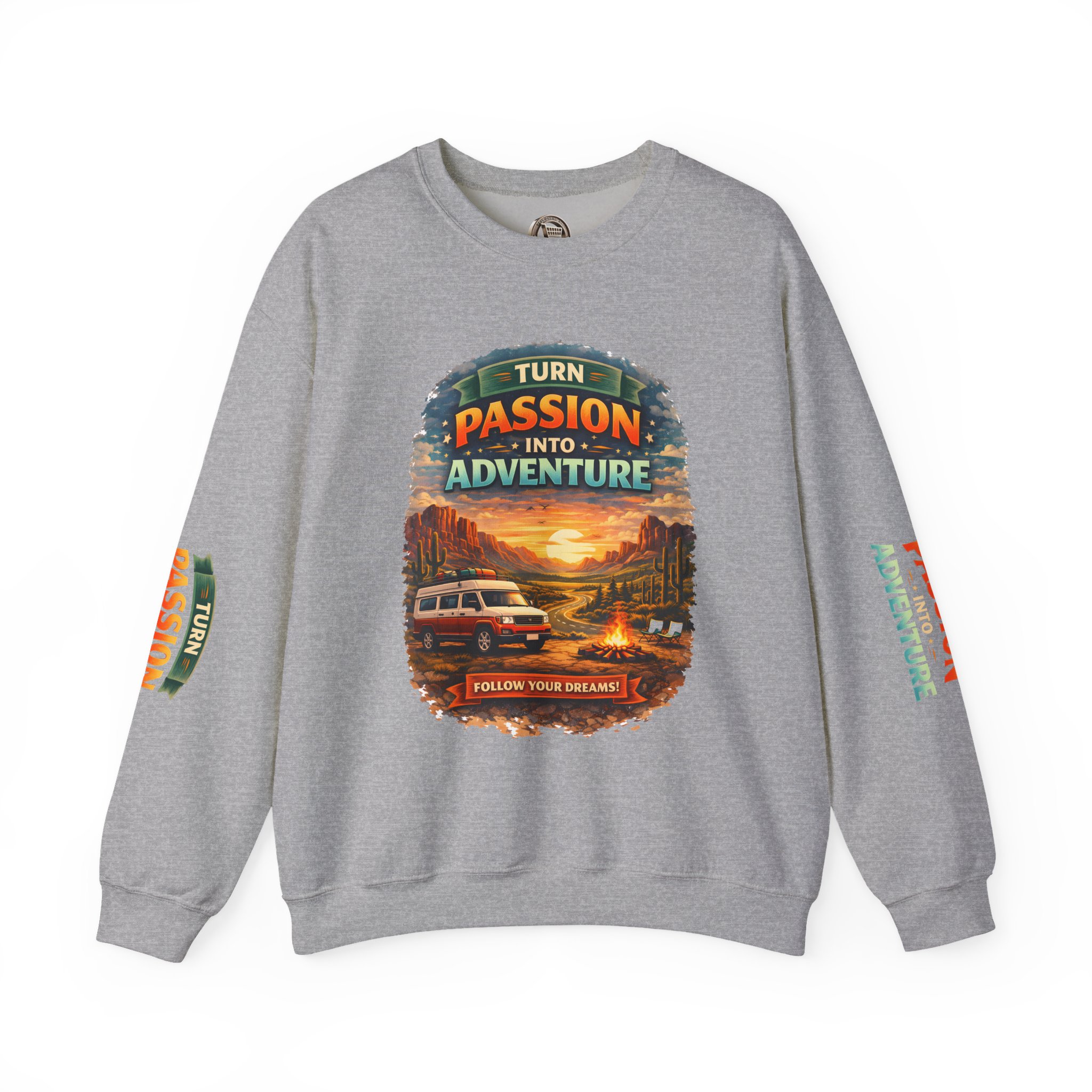 Unisex Heavy Blend™ Crewneck Sweatshirt — "Turn Passion Into Adventure" Design Scenic-Line