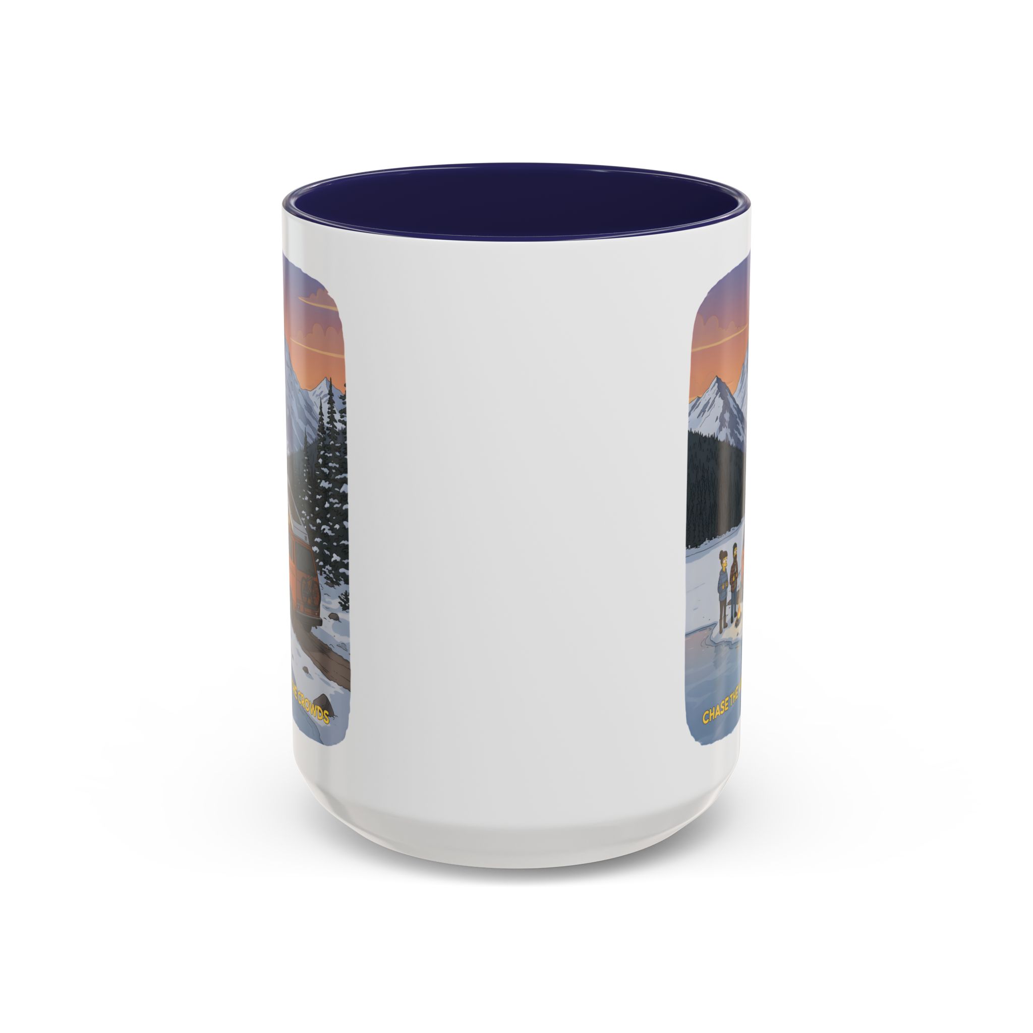 Accent Coffee Mug (11, 15oz) — "Chase The Views-Not The Crowds"" Design Sitcom-Line