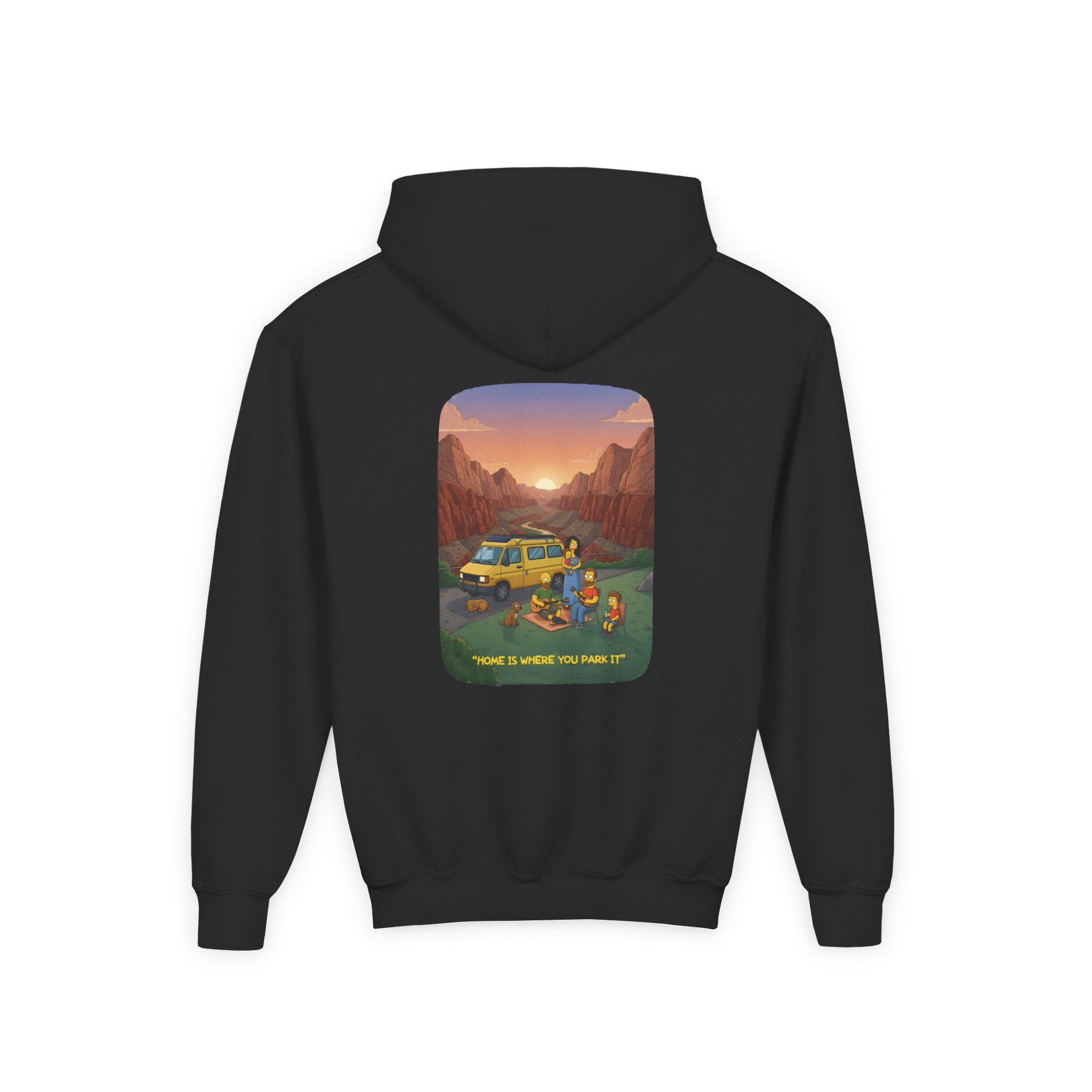 Youth Hoodie(Gildan) – "Home Is Where You Park It"" (Design Sitcom-Line)