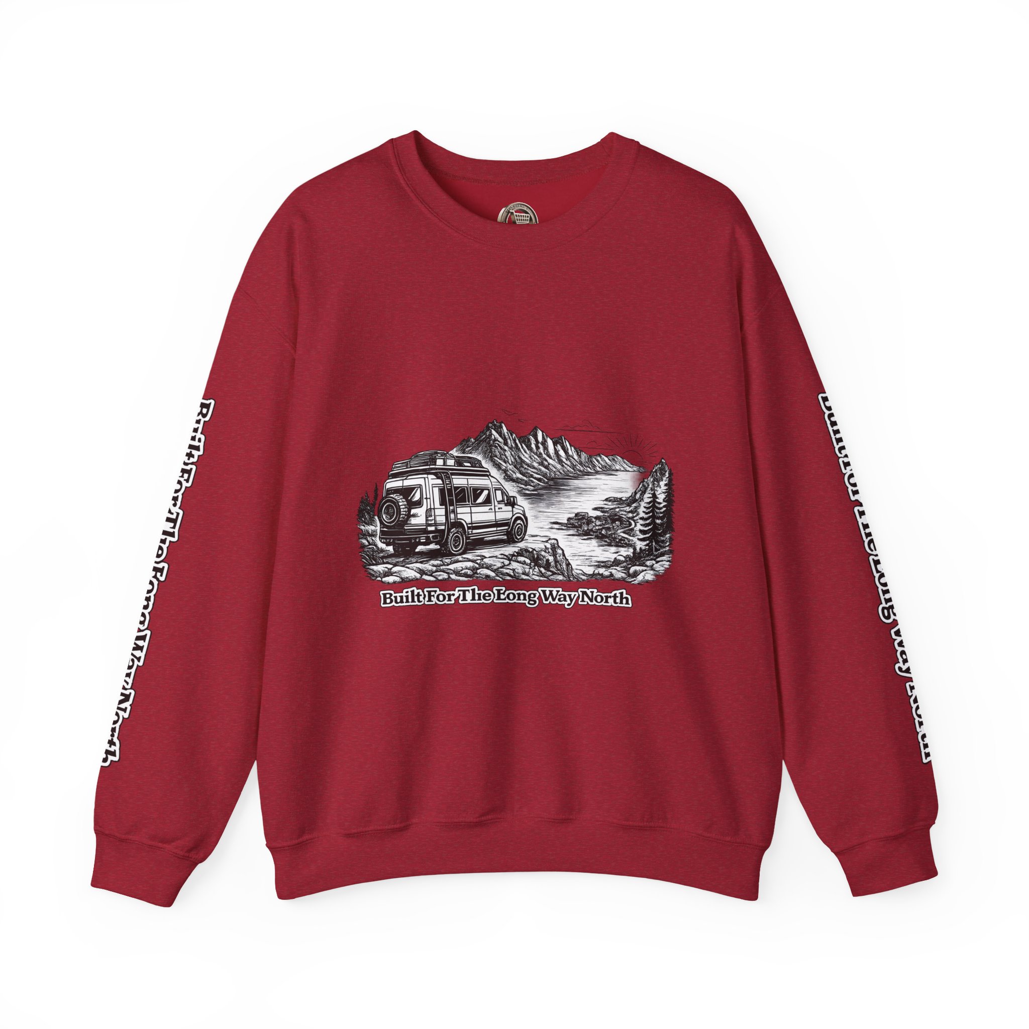 18055281160890550422_2048.jpeg Unisex Heavy Blend™ Crewneck Sweatshirt — "Built For The Long Way North" Design Minimal-Line