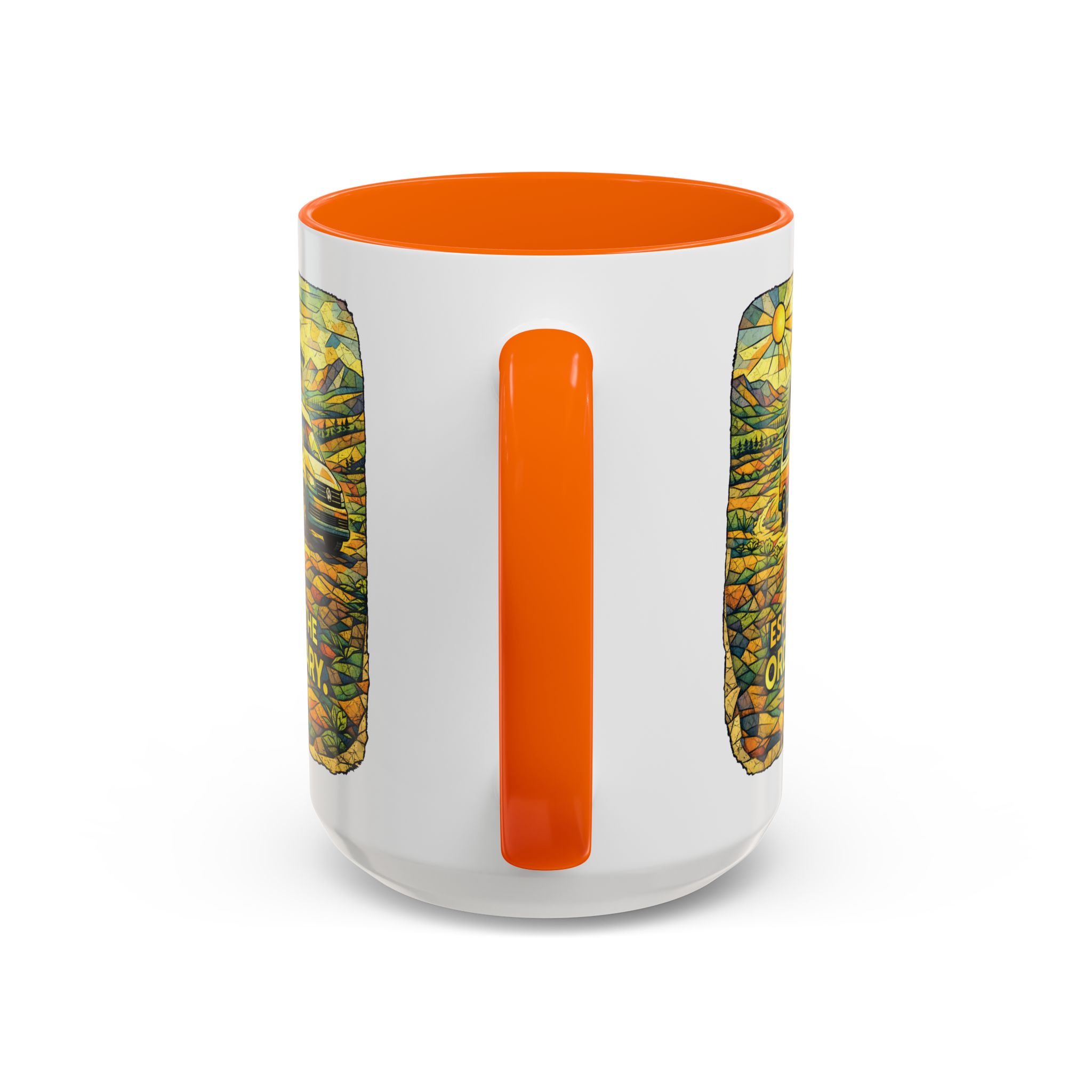Accent Coffee Mug (11, 15oz) — "Escape The Ordinary" Design Cubic-Line