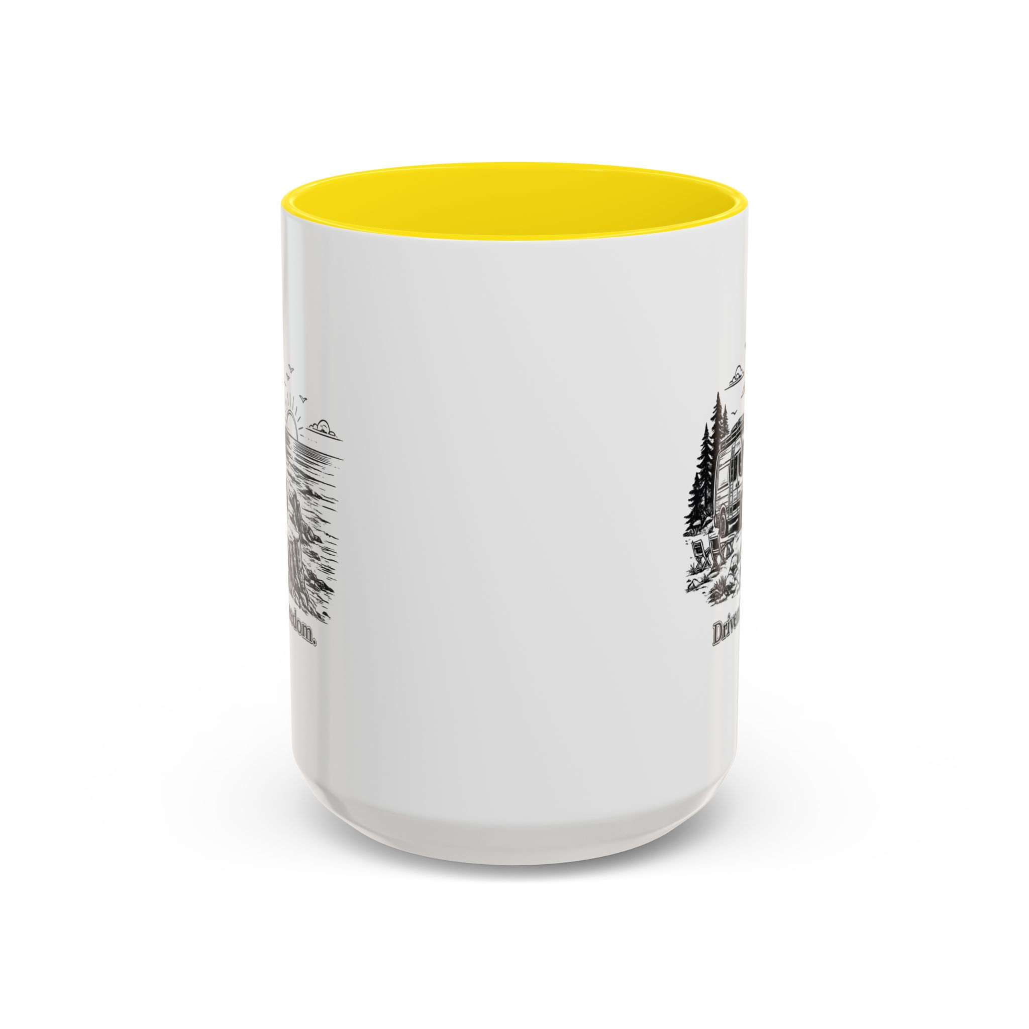 Accent Coffee Mug (11, 15oz) — "Driven By Freedom" Design Minimal-Line