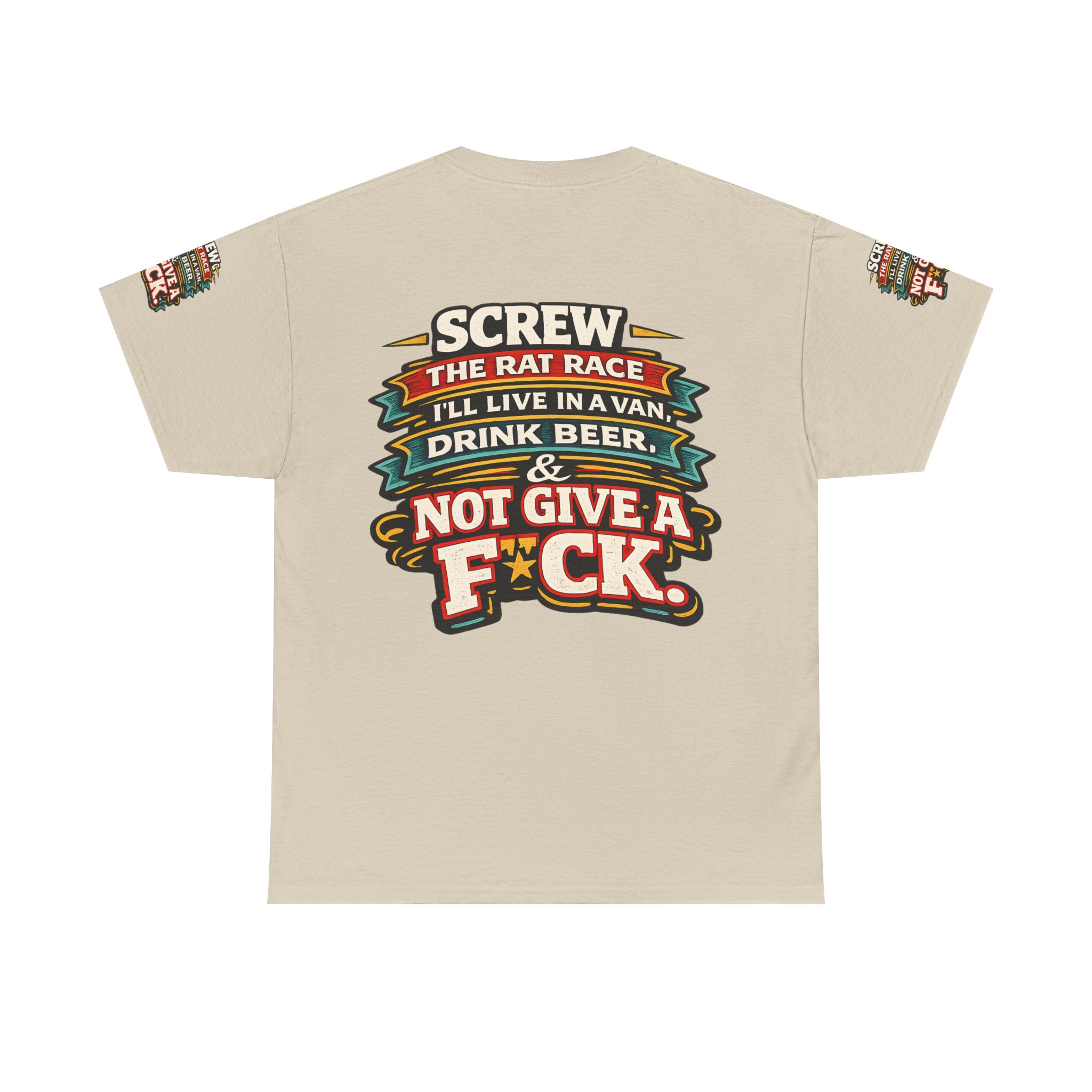 Unisex Heavy Cotton Tee — "Screw The Rat Race" Design F**K-Line