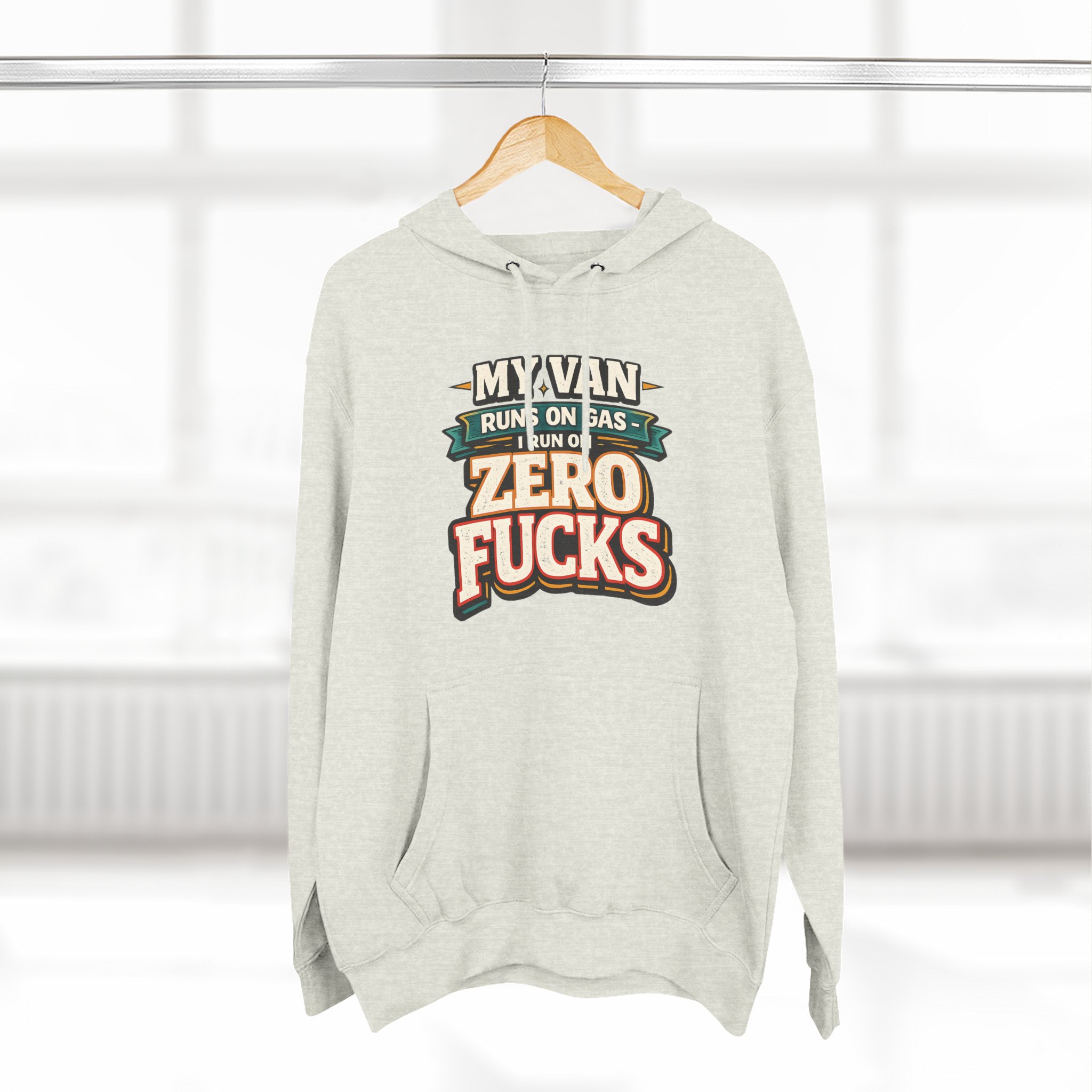 Three-Panel Fleece Hoodie - "My Van Runs On Gas" Design F**K-Line