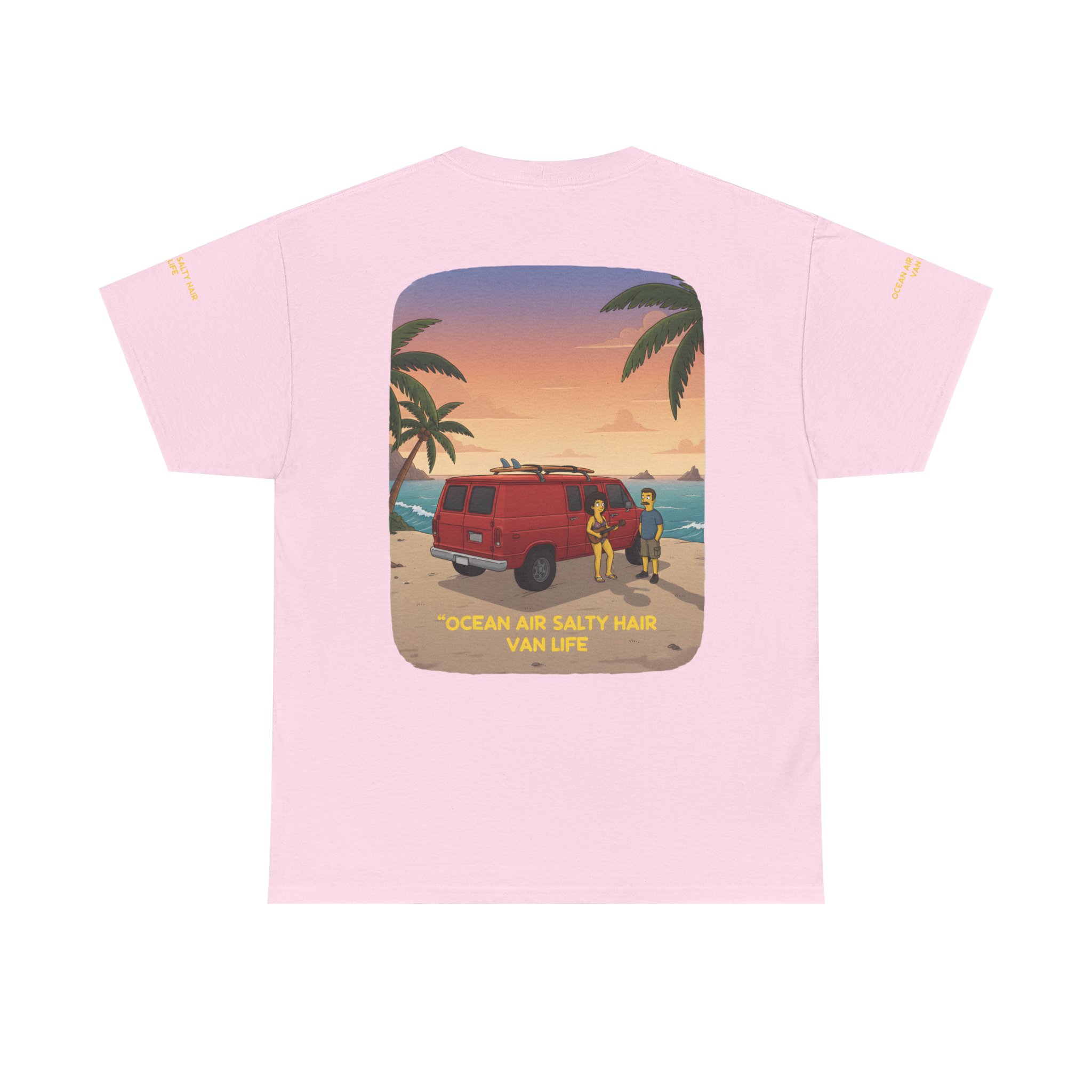 Unisex Heavy Cotton Tee — "Ocean Air Salty Hair Van Life" Design Sitcom-Line