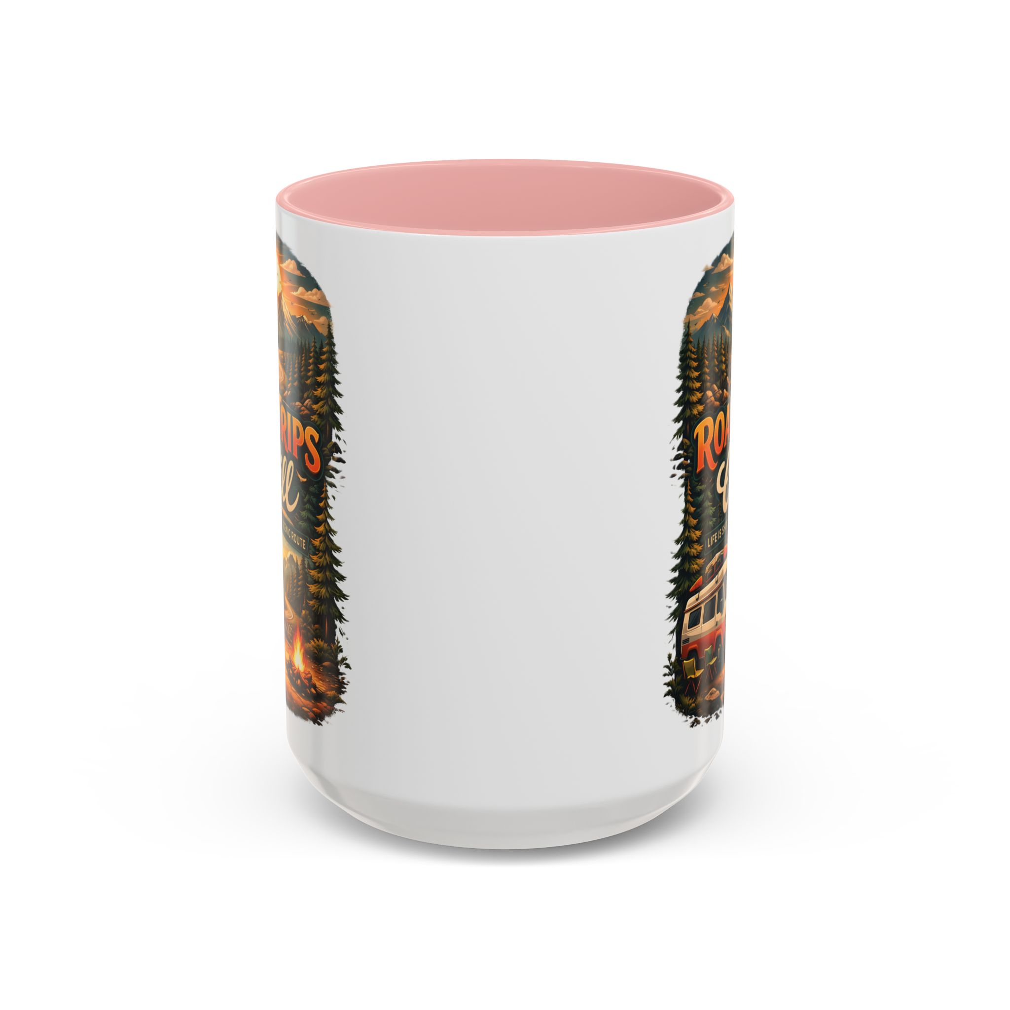 Accent Coffee Mug (11, 15oz) — "Road Trips & Chill" Design Scenic-Line