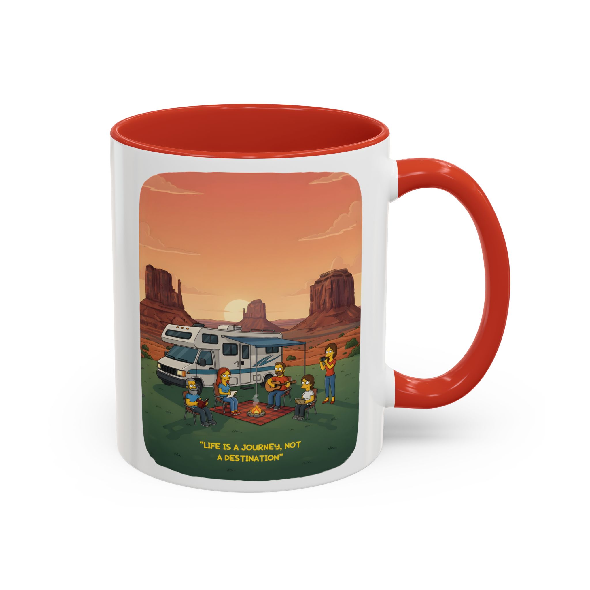 Accent Coffee Mug (11, 15oz) — "Life Is A Journey-Not A Destination" Design Sitcom-Line